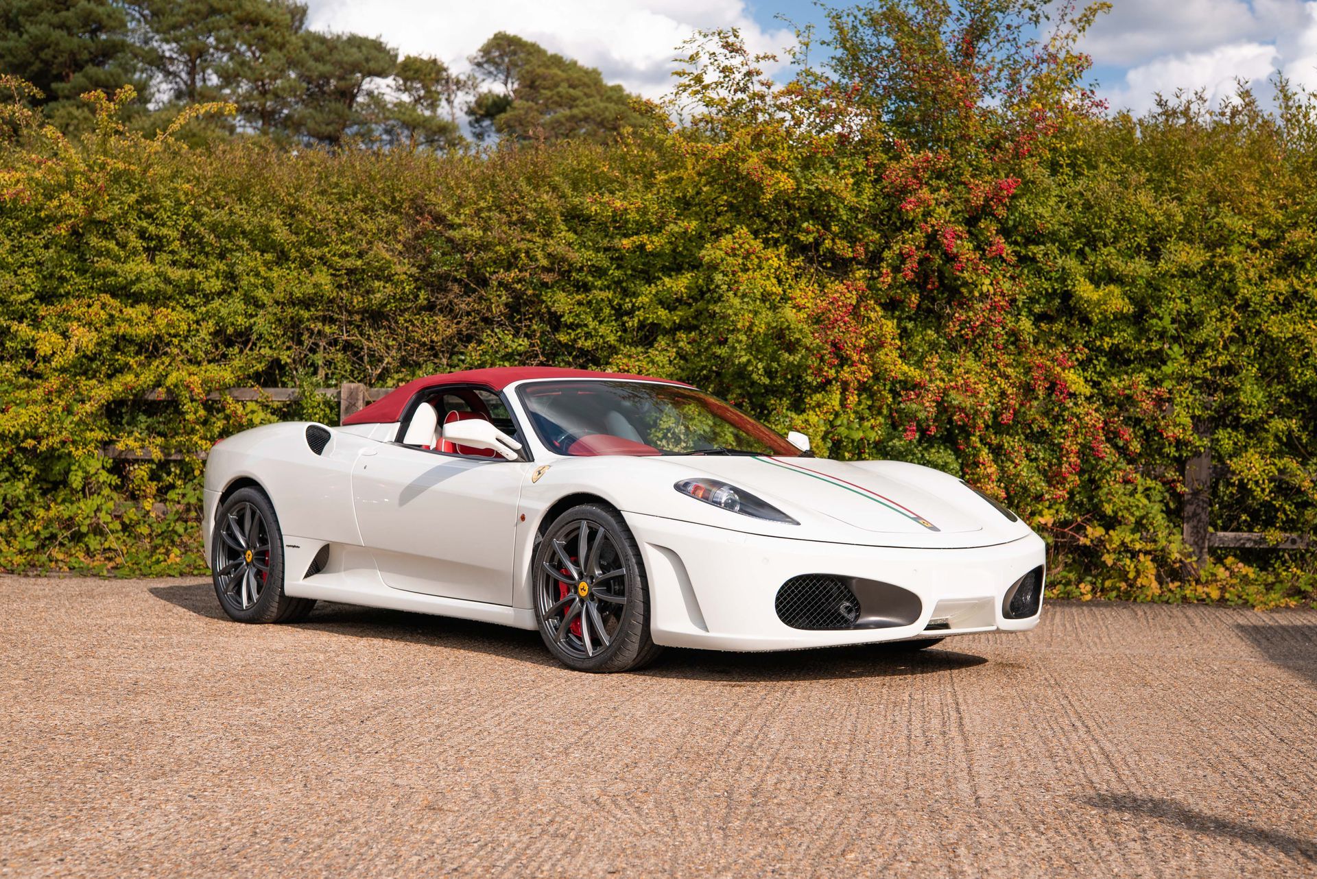 white ferrari 430 spyder steering wheel retrim leather nappa red stitching d:class auto surrey