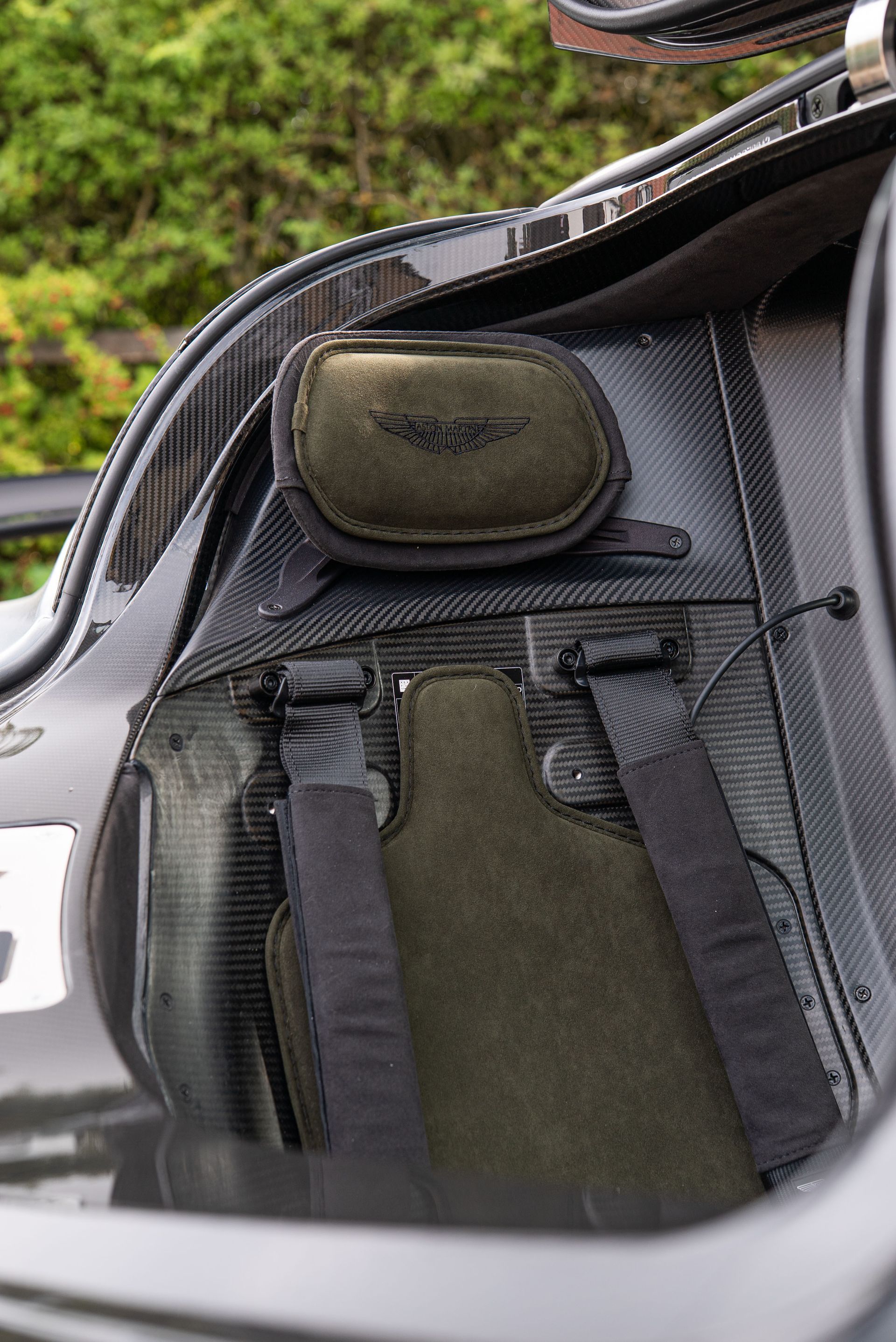Aston Martin Valkyrie silver black retrim pads alcantara d:class interior seat seats reupholstered repair oem