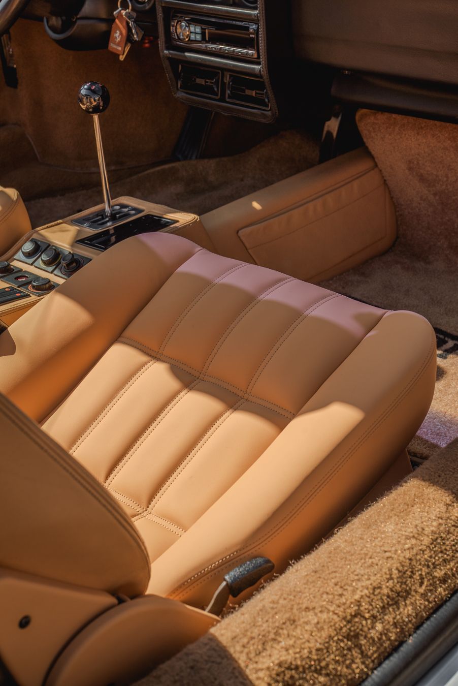 Ferrari 328 GTS interior retrim repairs leather seats sseat carpet targa open air convertible vehicle upholstery trim recover tan beige d:class dclass auto automotive