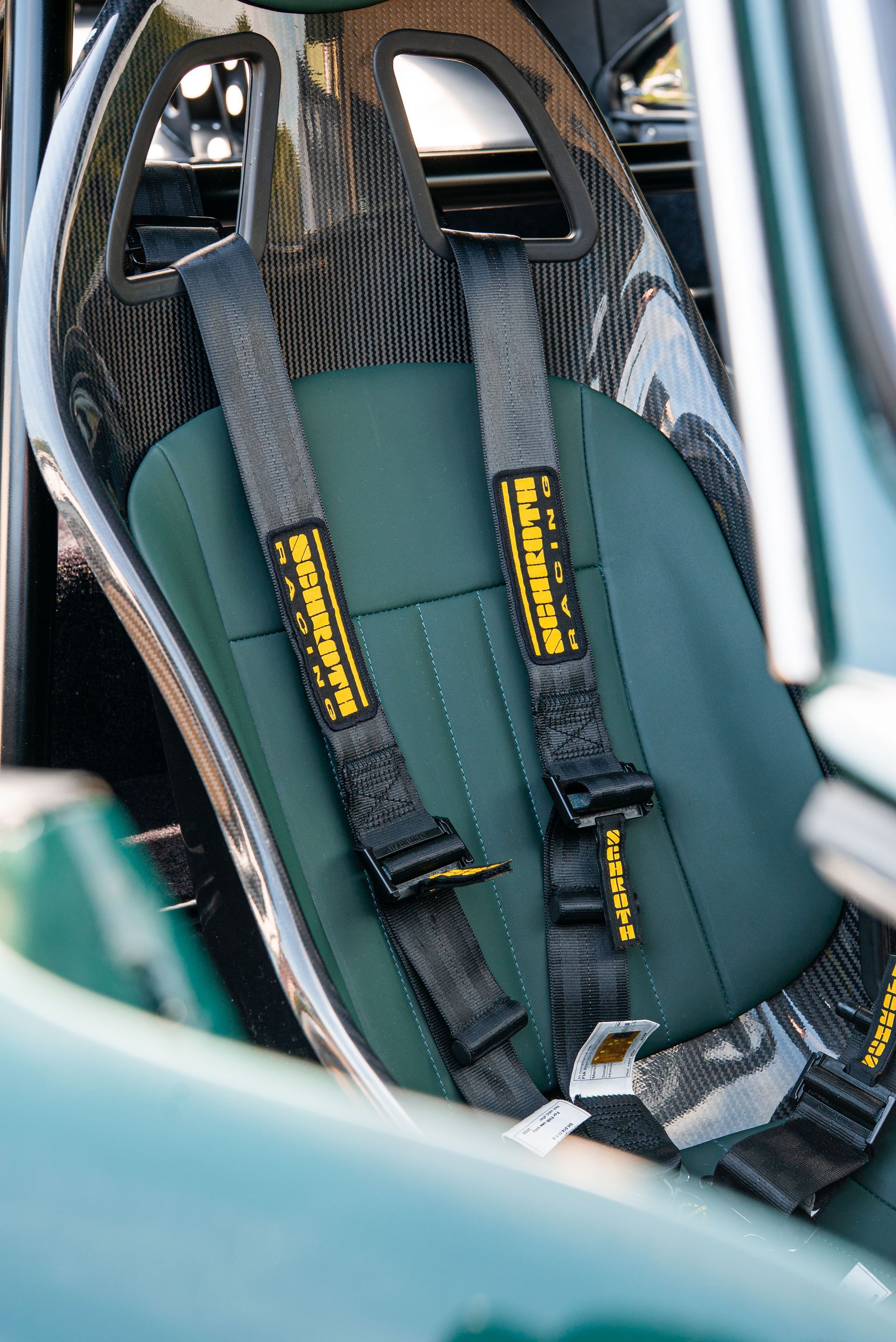 Aston Martin DB4 GT 18 green tillett racing race seat d:class leather pads customised interior green nappa