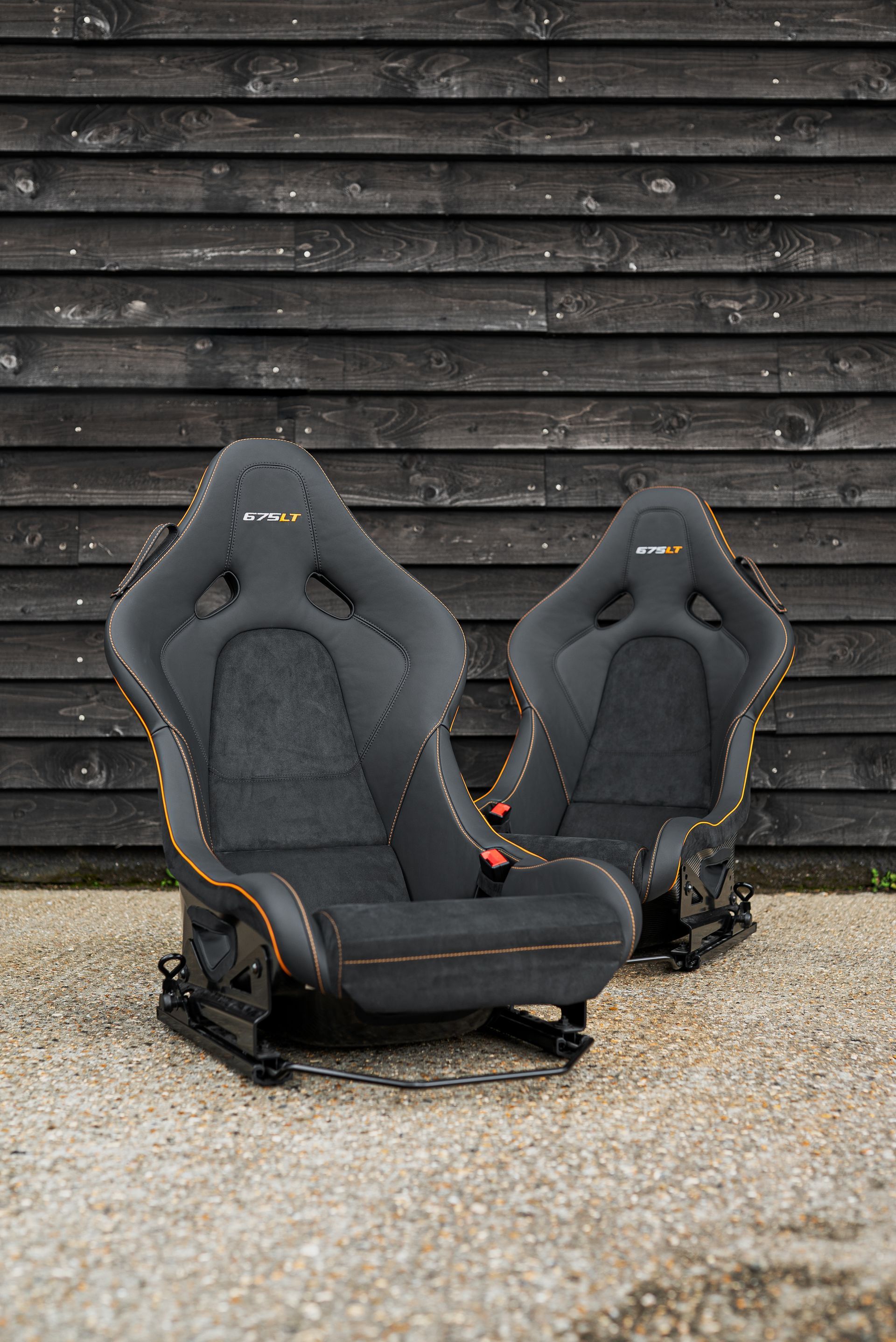 mclaren 675lt seats black leather alcantara retrim d:class orange stitch stitching style micro oem 