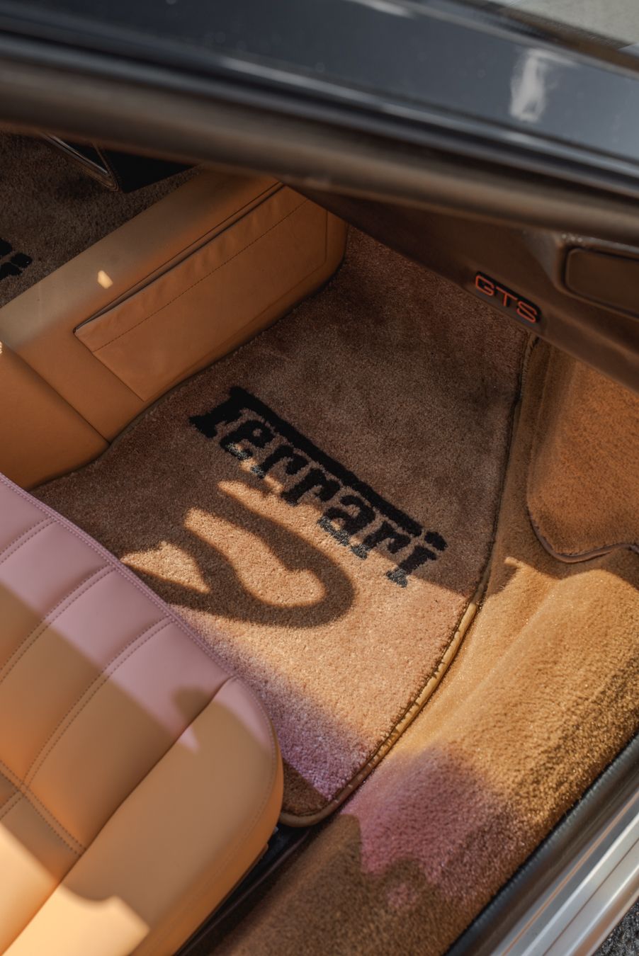 Ferrari 328 GTS interior retrim repairs leather seats sseat carpet targa open air convertible vehicle upholstery trim recover tan beige d:class dclass auto automotive