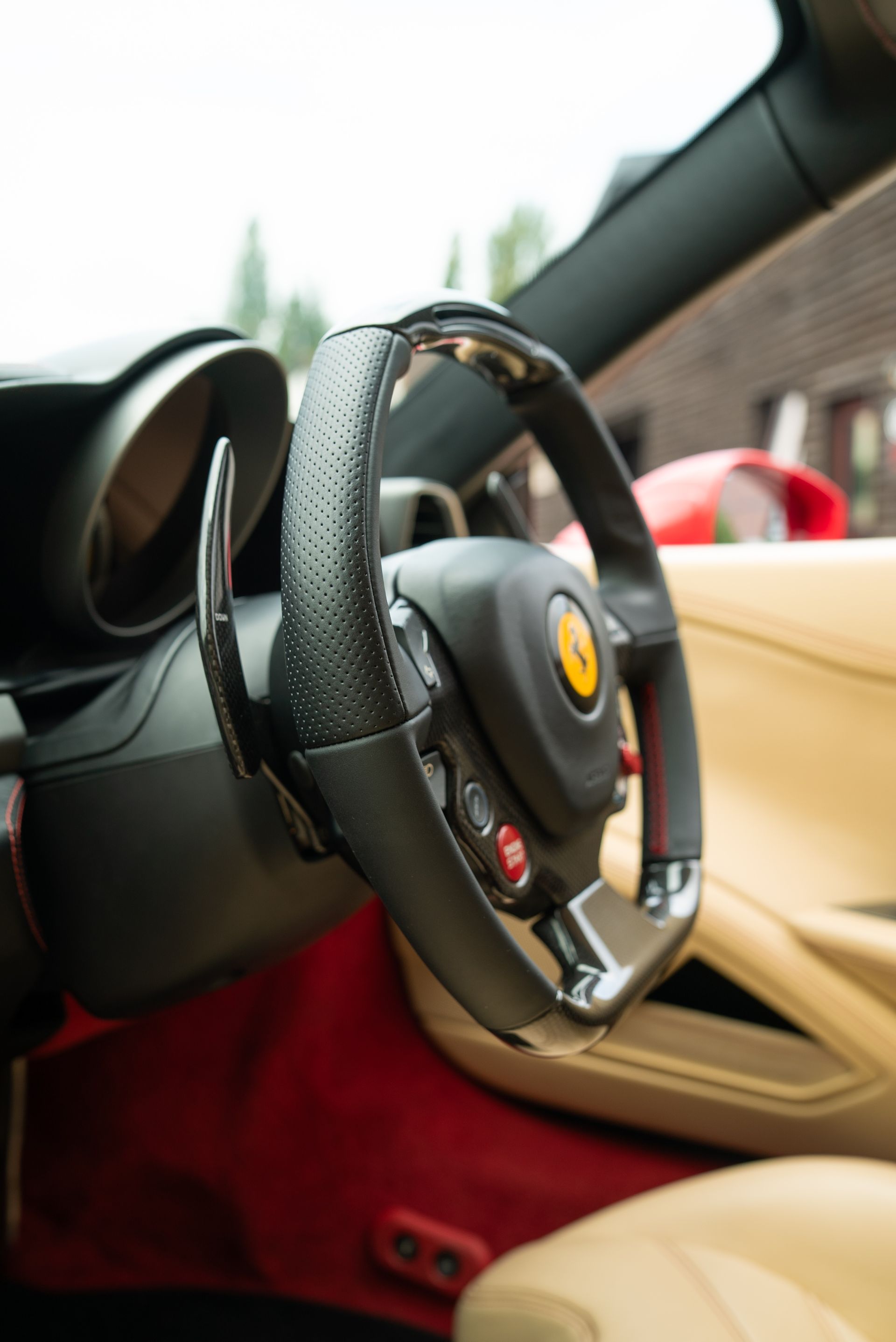 Ferrari 458 Spider steering wheel retrim d:class leather debossed perforated upholstered oem brand new black