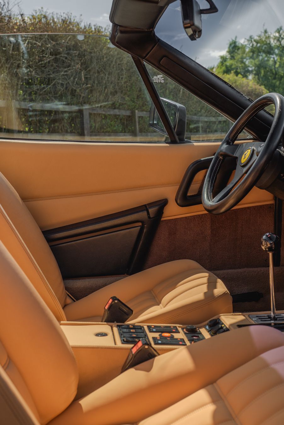 Ferrari 328 GTS interior retrim repairs leather seats sseat carpet targa open air convertible vehicle upholstery trim recover tan beige d:class dclass auto automotive