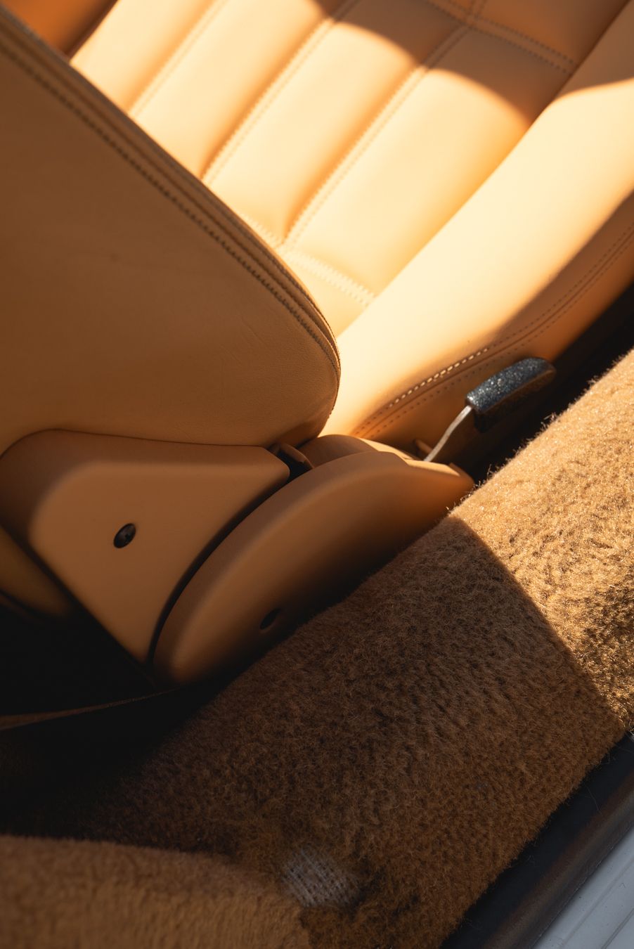 Ferrari 328 GTS interior retrim repairs leather seats sseat carpet targa open air convertible vehicle upholstery trim recover tan beige d:class dclass auto automotive