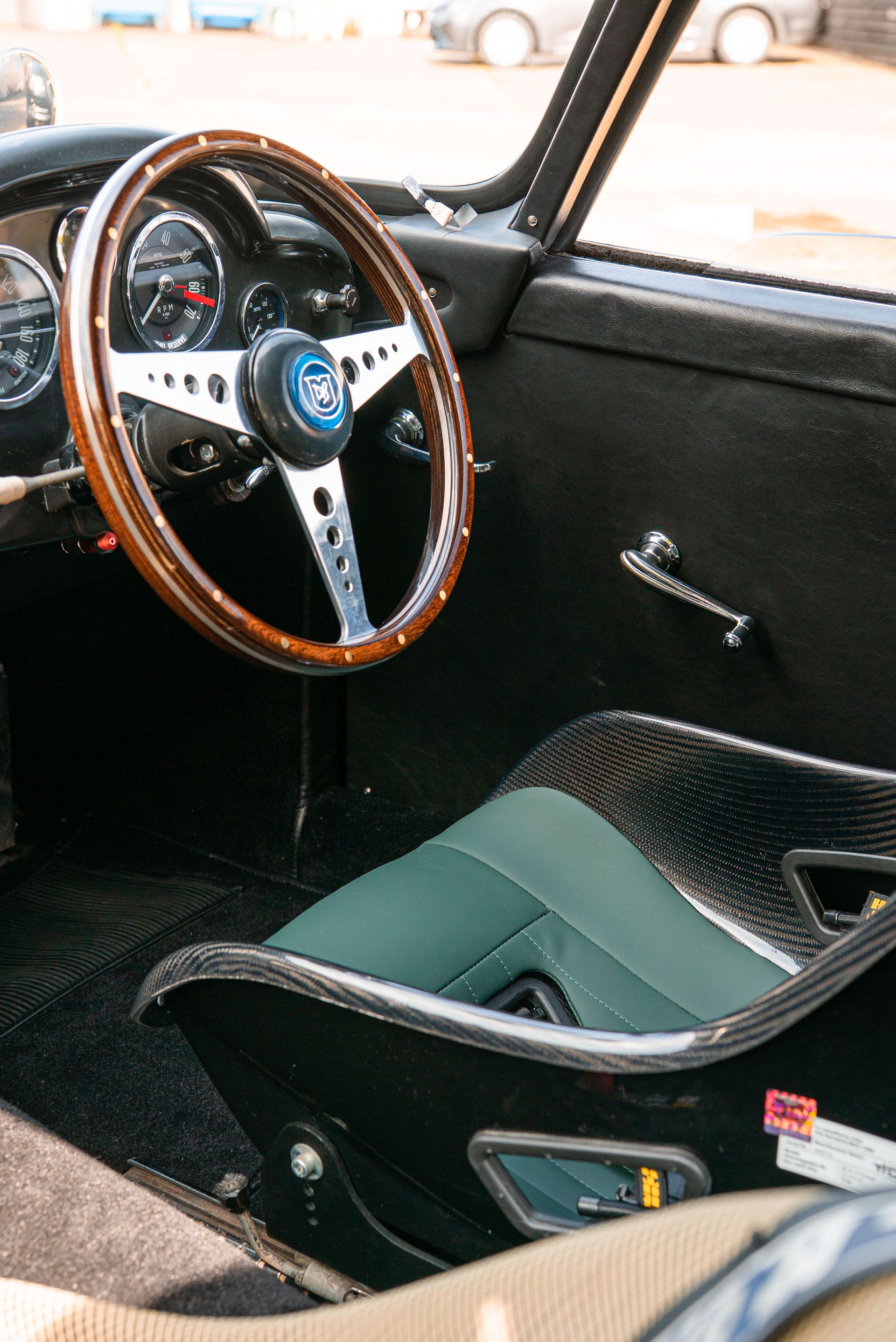 Aston Martin DB4 GT 18 green tillett racing race seat d:class leather pads customised interior green nappa