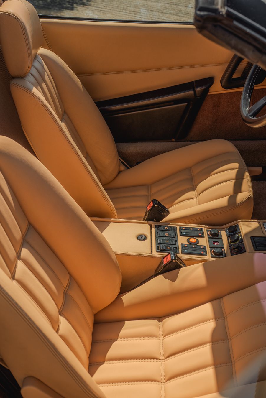 Ferrari 328 GTS interior retrim repairs leather seats sseat carpet targa open air convertible vehicle upholstery trim recover tan beige d:class dclass auto automotive