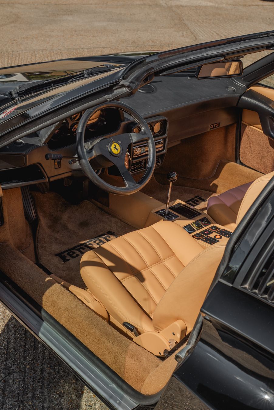 Ferrari 328 GTS interior retrim repairs leather seats sseat carpet targa open air convertible vehicle upholstery trim recover tan beige d:class dclass auto automotive