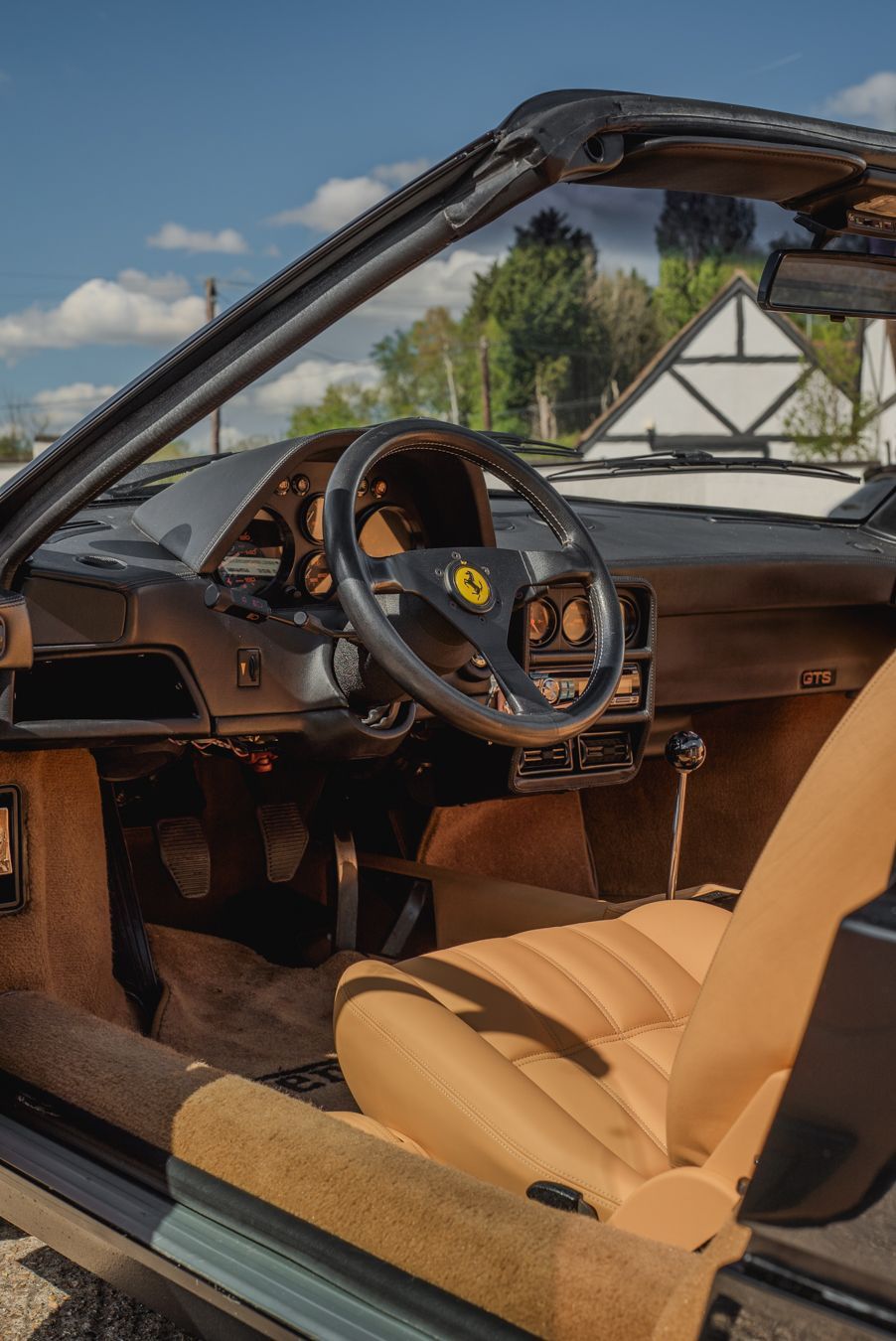 Ferrari 328 GTS interior retrim repairs leather seats sseat carpet targa open air convertible vehicle upholstery trim recover tan beige d:class dclass auto automotive