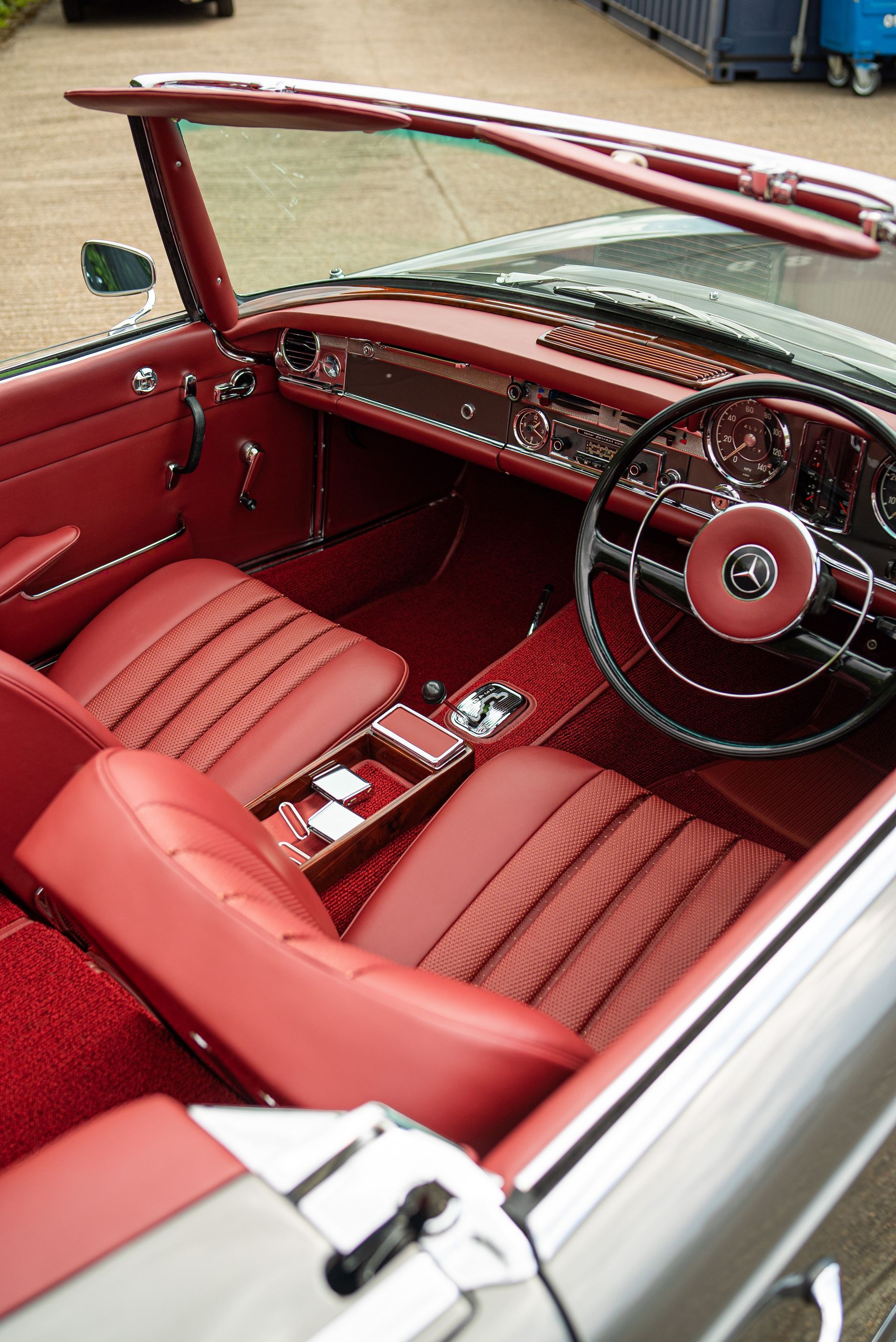 mercedes-benz w113 pagoda interior retrim restoration red leather d:class automotive surrey