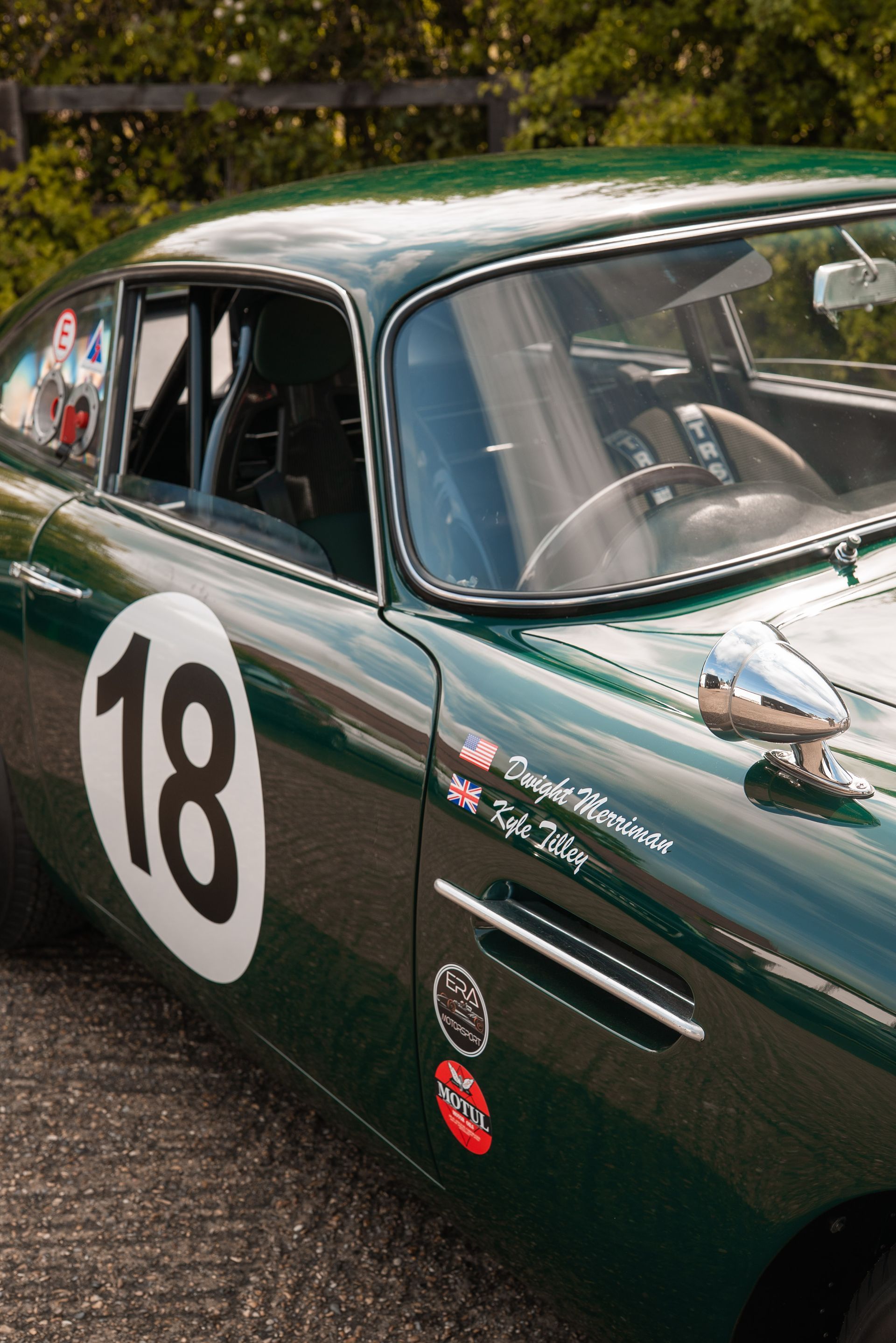 Aston Martin DB4 GT 18 green tillett racing race seat d:class leather pads customised interior green nappa