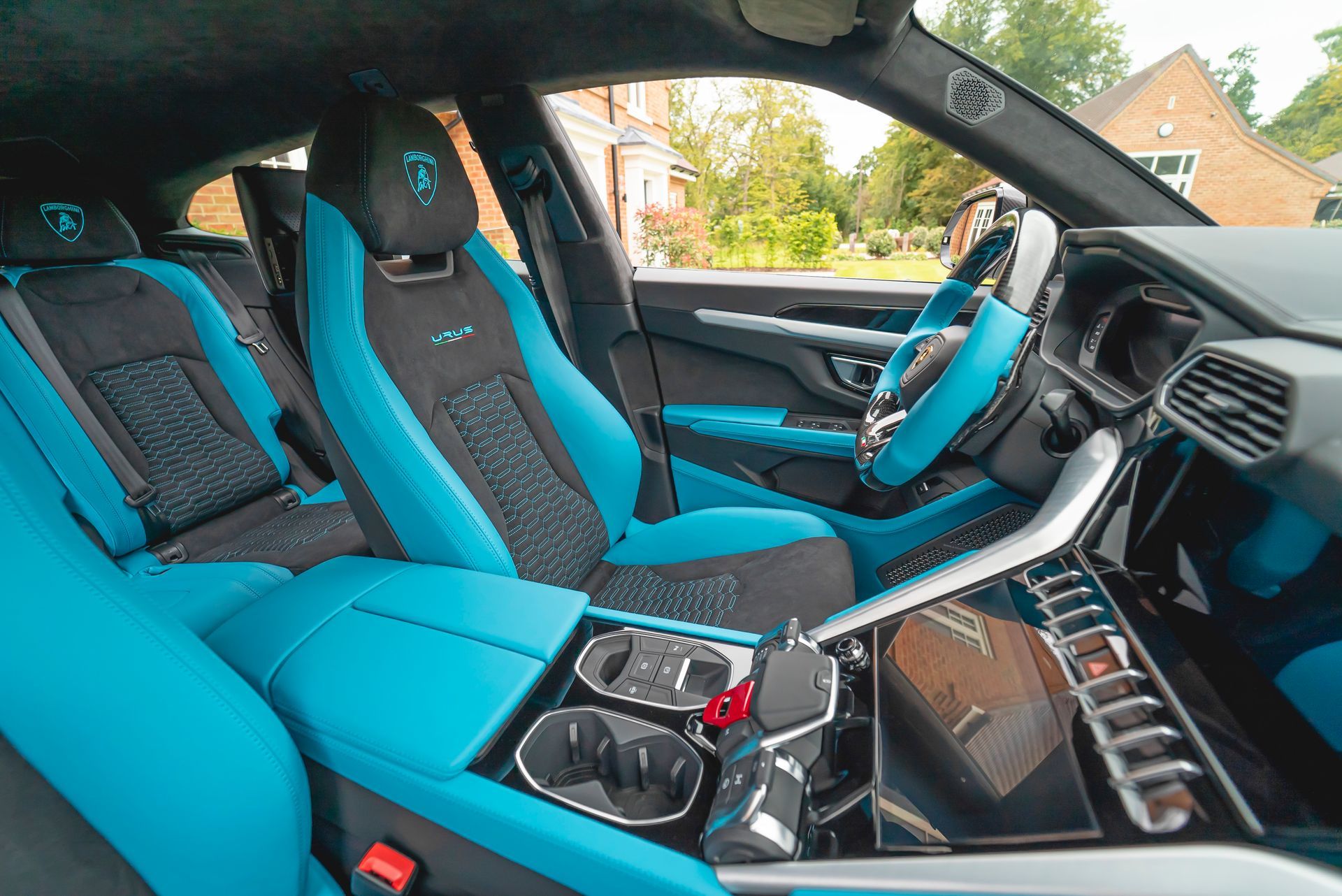 lamborghini urus interior retrim alcantara leather cyan blue design d:class automotive black retrim seats