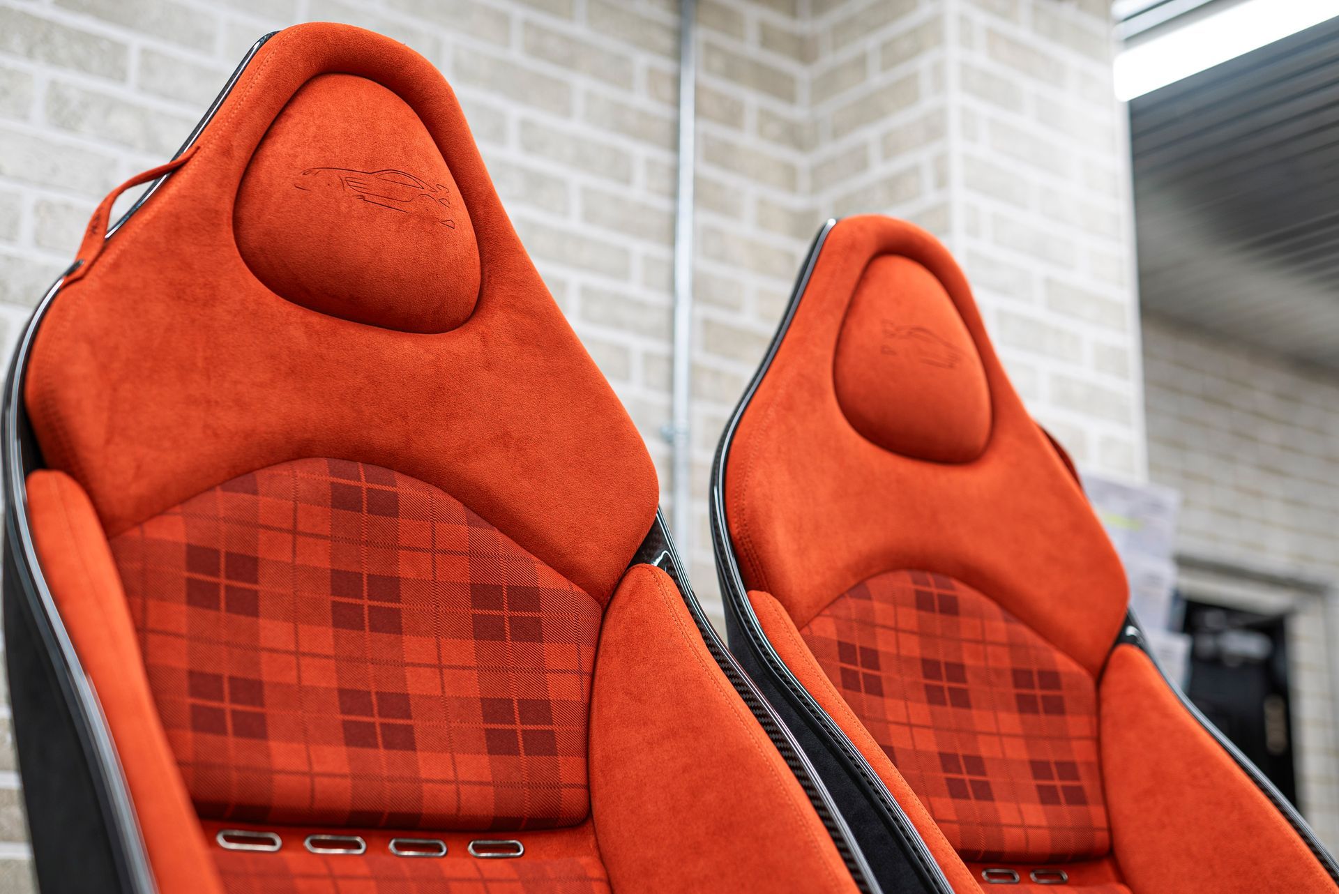 mclaren slr hdk mso volcano orange project d:class automotive retrim laser interior retrim SEMA 2024 Alcantara