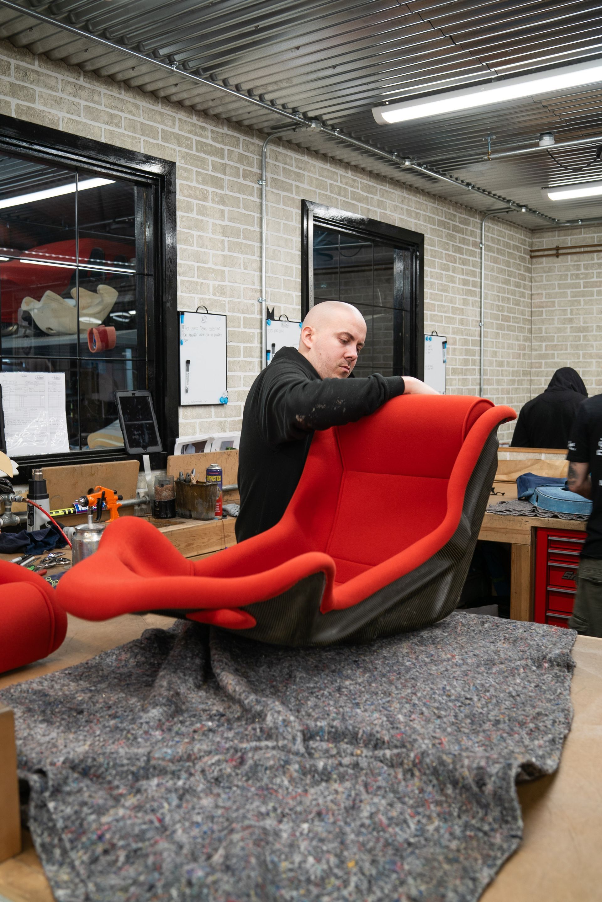 Ferrari f40 racing seat seats retrim nomex red cloth d:class auto automotive restoration reupholster pair surrey