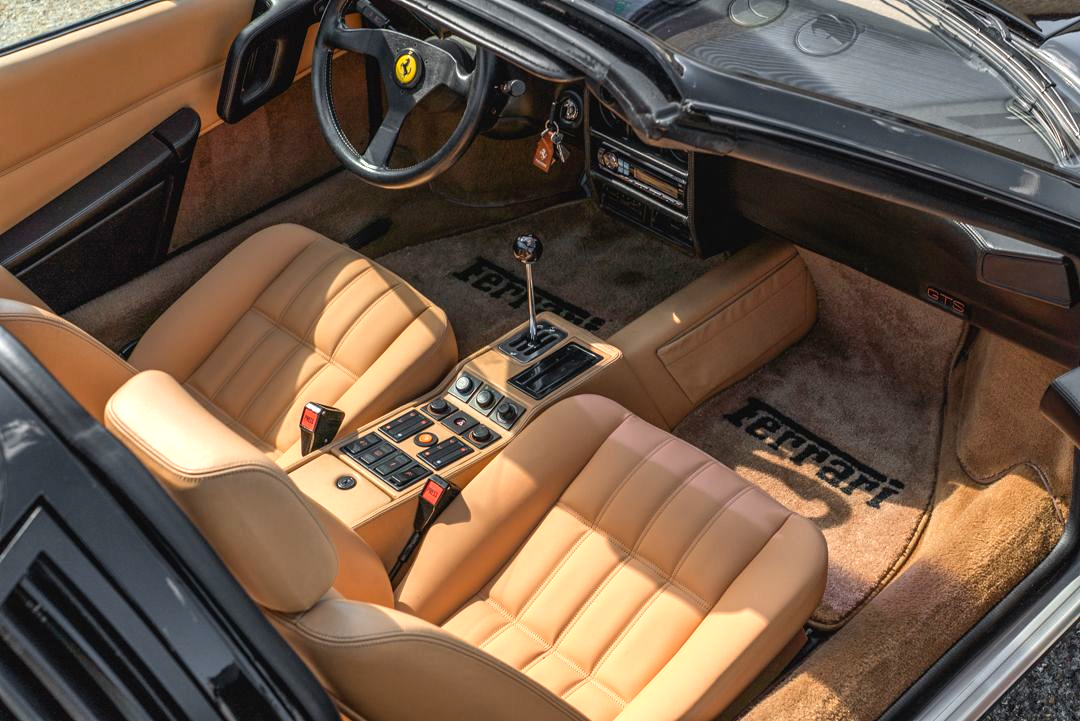 Ferrari 328 GTS interior retrim repairs leather seats sseat carpet targa open air convertible vehicle upholstery trim recover tan beige d:class dclass auto automotive