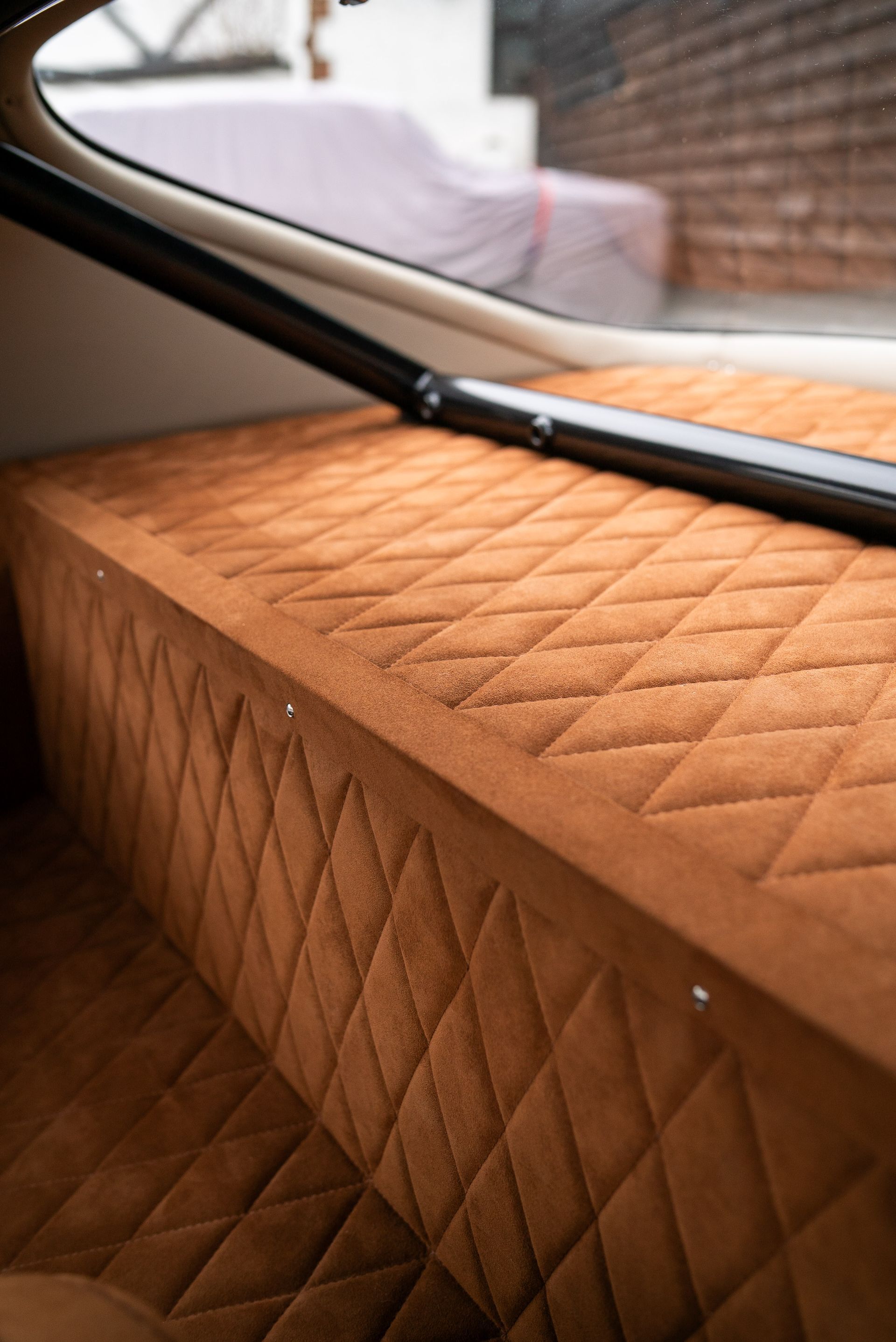d:class interior retrim upholstery reupholstered retrimmed restoration gto swb 250 alcantara quilting tan custom customised bespoke fabrication fabricated seats carpet roll cage beige boyriven engineering best near me local surrey trimshop