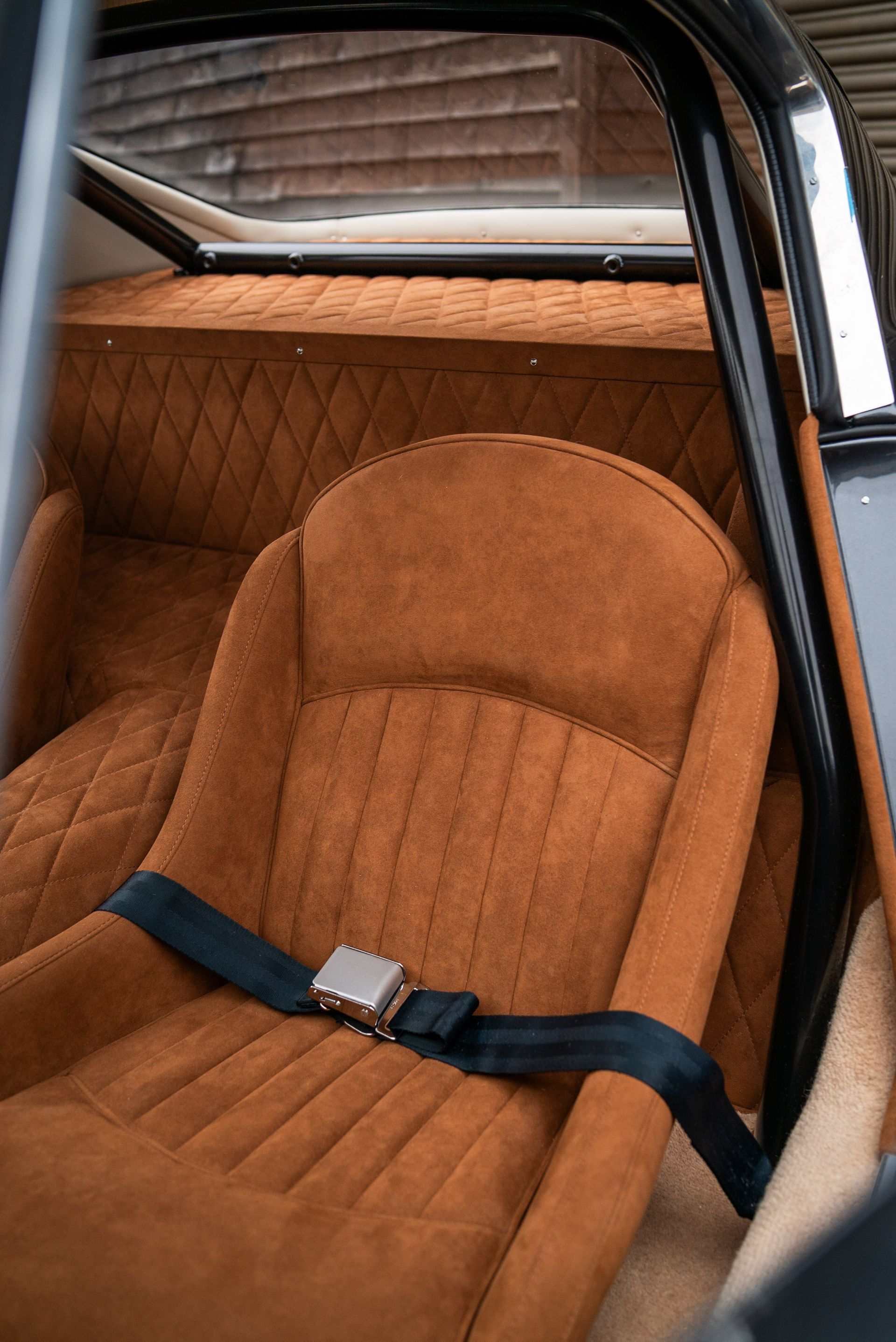 d:class interior retrim upholstery reupholstered retrimmed restoration gto swb 250 alcantara quilting tan custom customised bespoke fabrication fabricated seats carpet roll cage beige boyriven engineering best near me local surrey trimshop