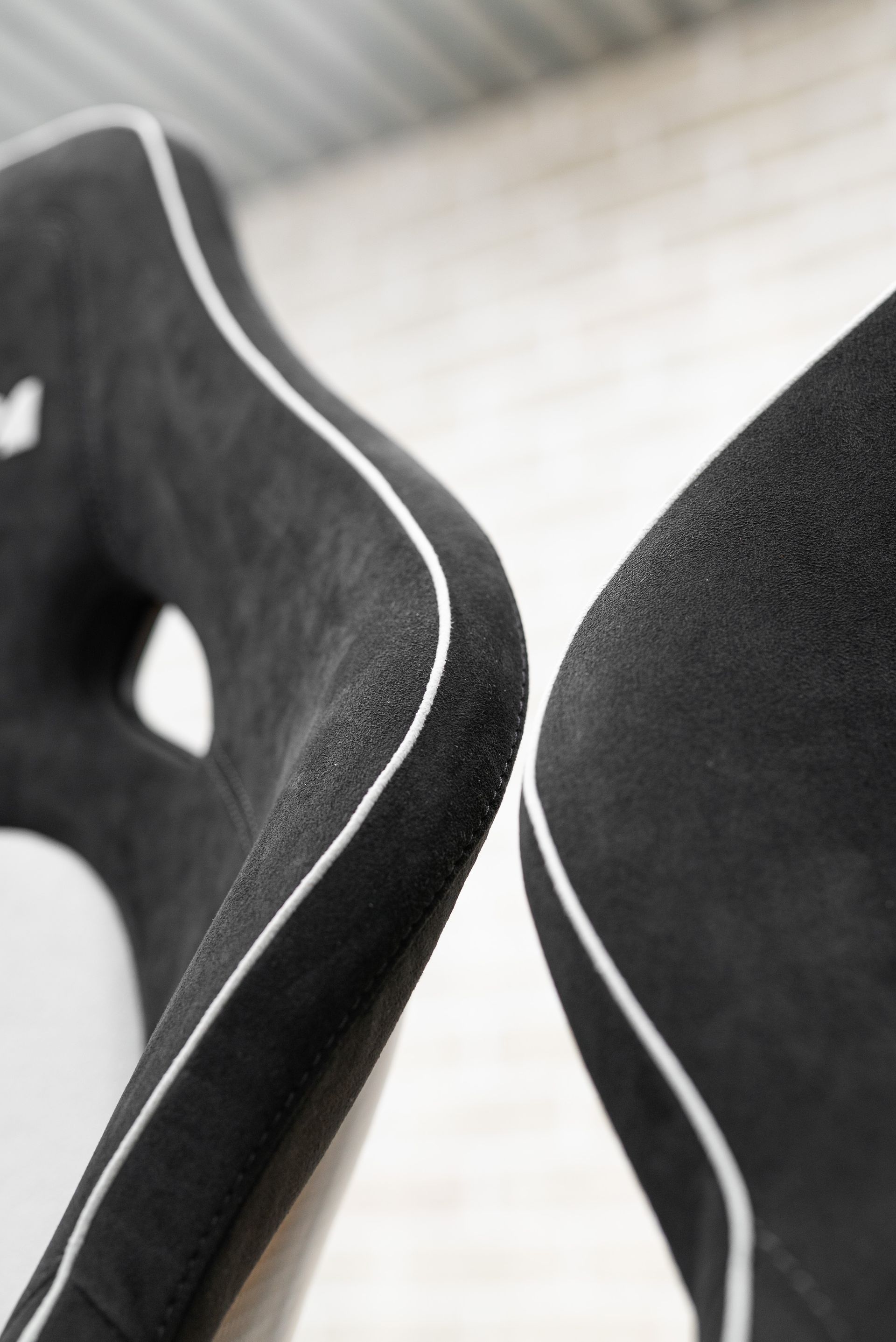 mclaren p1 seats retrim retrimmed trim trimmed alcantara logo embroidery black white micro piping micro-piping interior dclass d:class near me vehicle