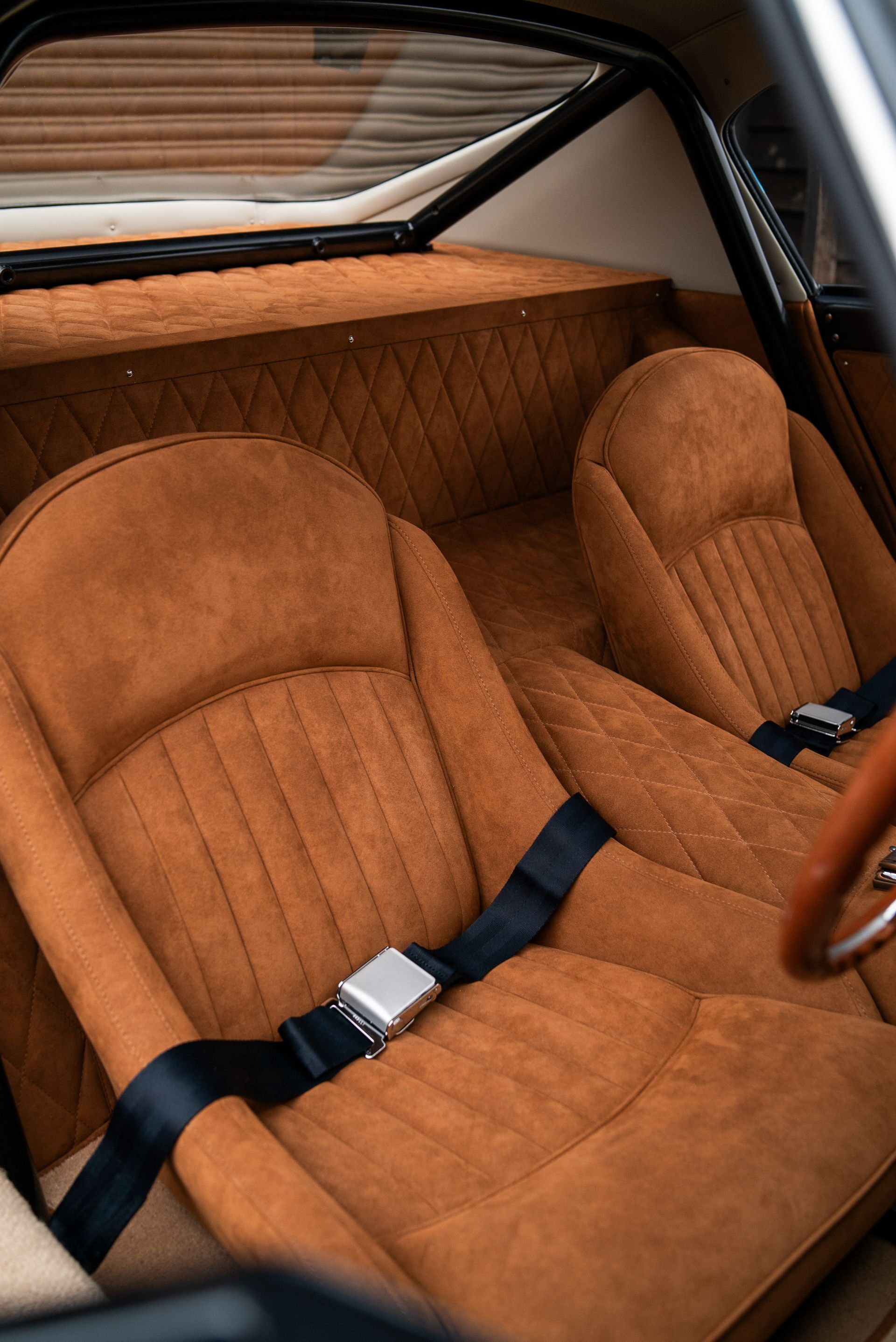 d:class interior retrim upholstery reupholstered retrimmed restoration gto swb 250 alcantara quilting tan custom customised bespoke fabrication fabricated seats carpet roll cage beige boyriven engineering best near me local surrey trimshop