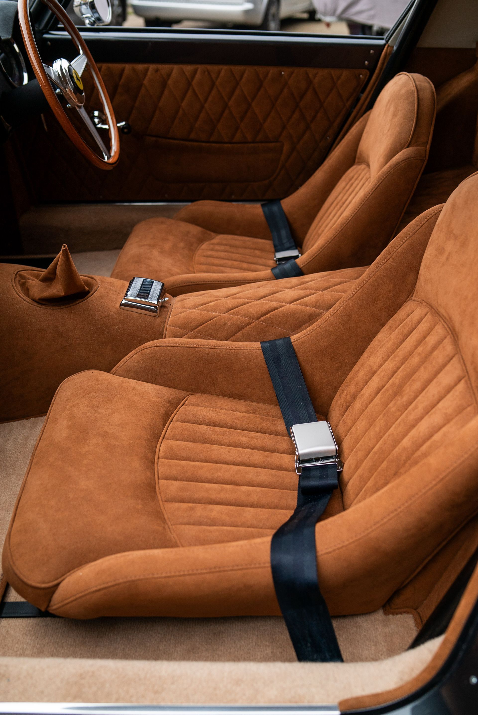 d:class interior retrim upholstery reupholstered retrimmed restoration gto swb 250 alcantara quilting tan custom customised bespoke fabrication fabricated seats carpet roll cage beige boyriven engineering best near me local surrey trimshop