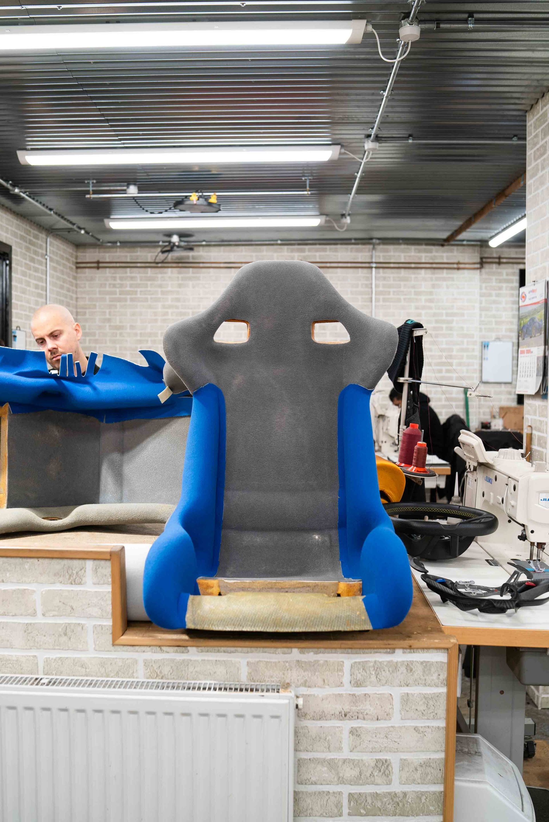 Ferrari f40 blue nomex full interior retrim restoration super car cars DK Engineering d:class auto automotive respray paint seats seat