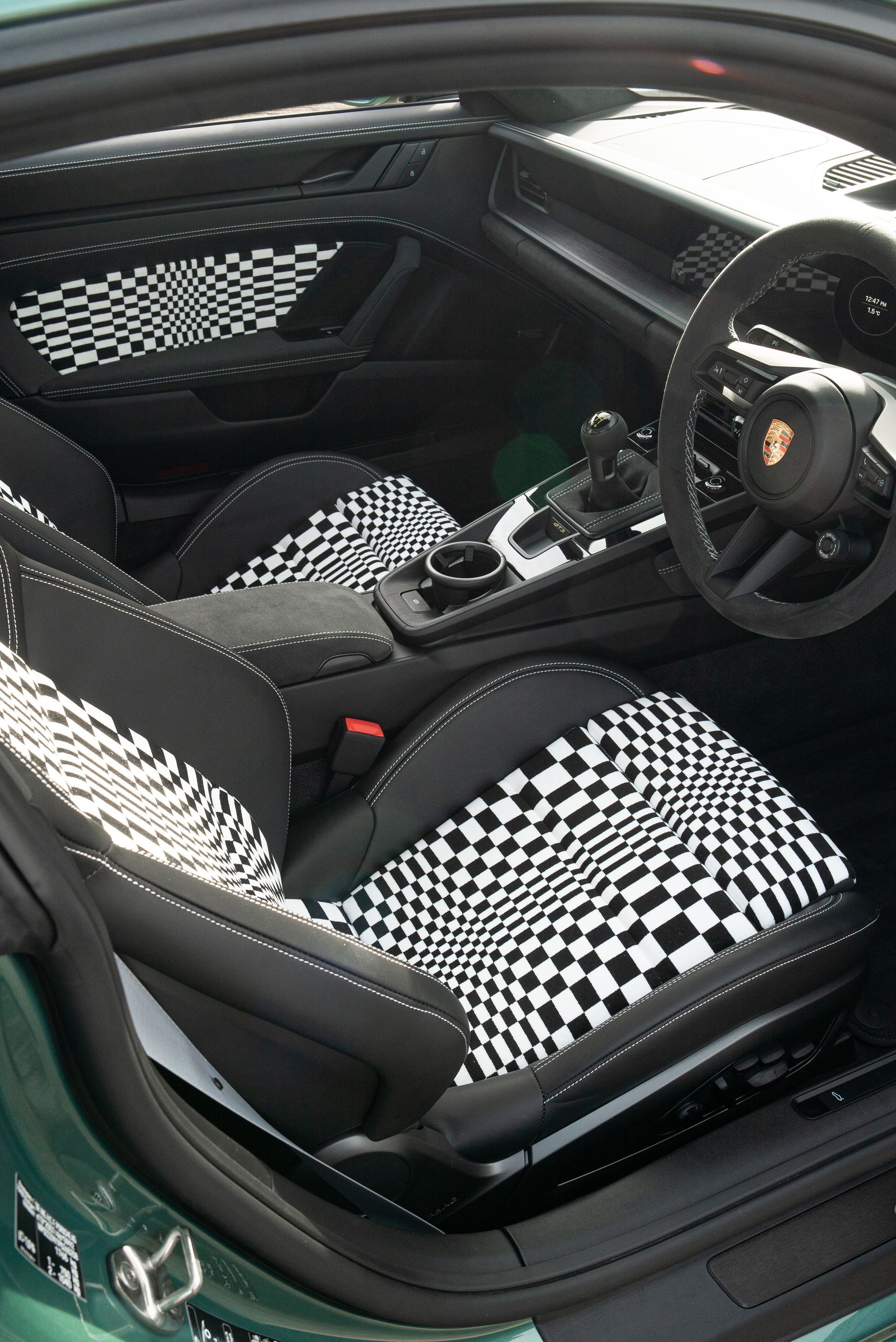 porsche 911 991 gt3 Sam STG youtube pasha pascha seat seats centers centres black and white oem old school 70s pattern d:class automotive surrey