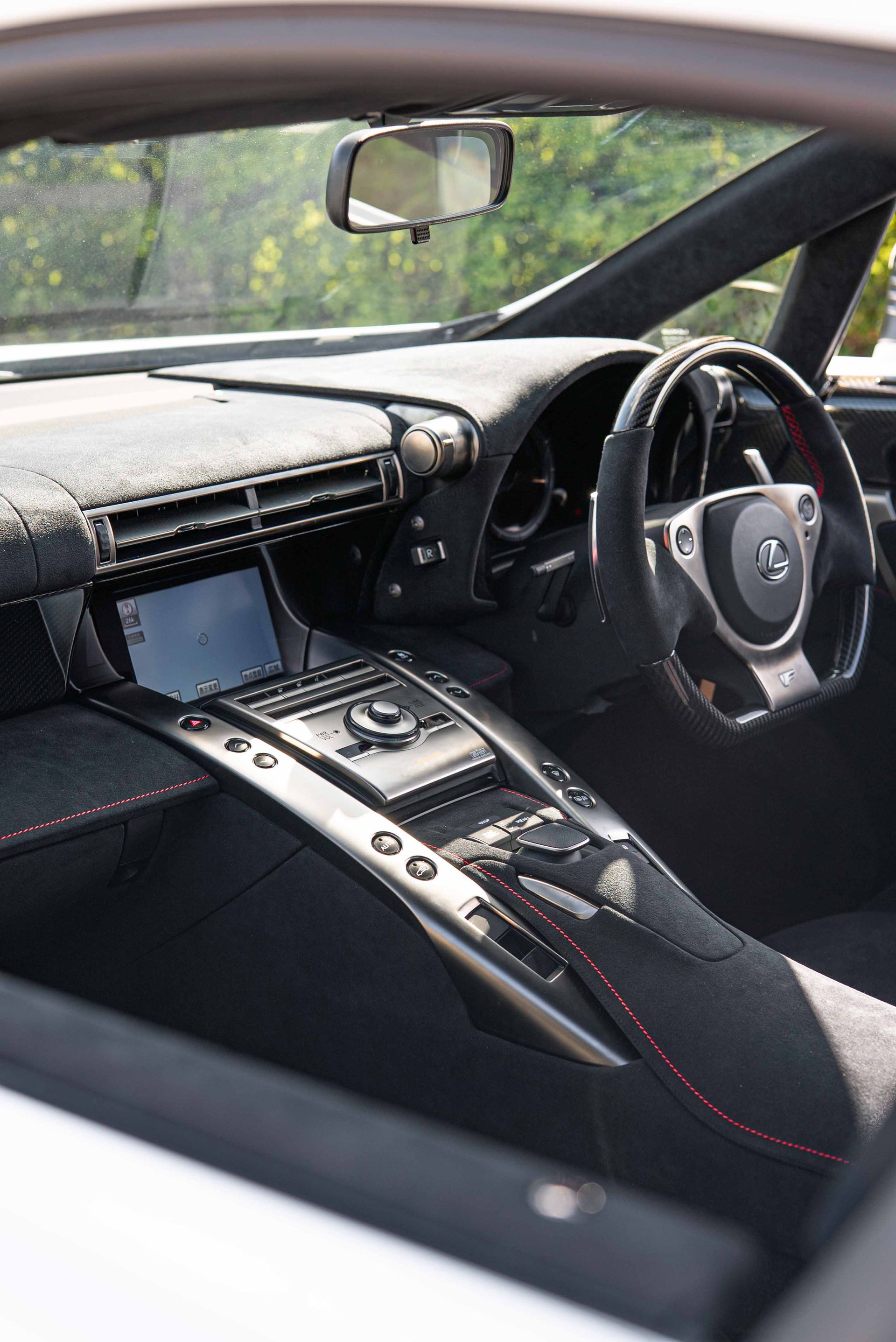 lexus LFA interior retrim d:class automotive auto OEM Alcantara original factory stitching black red blue