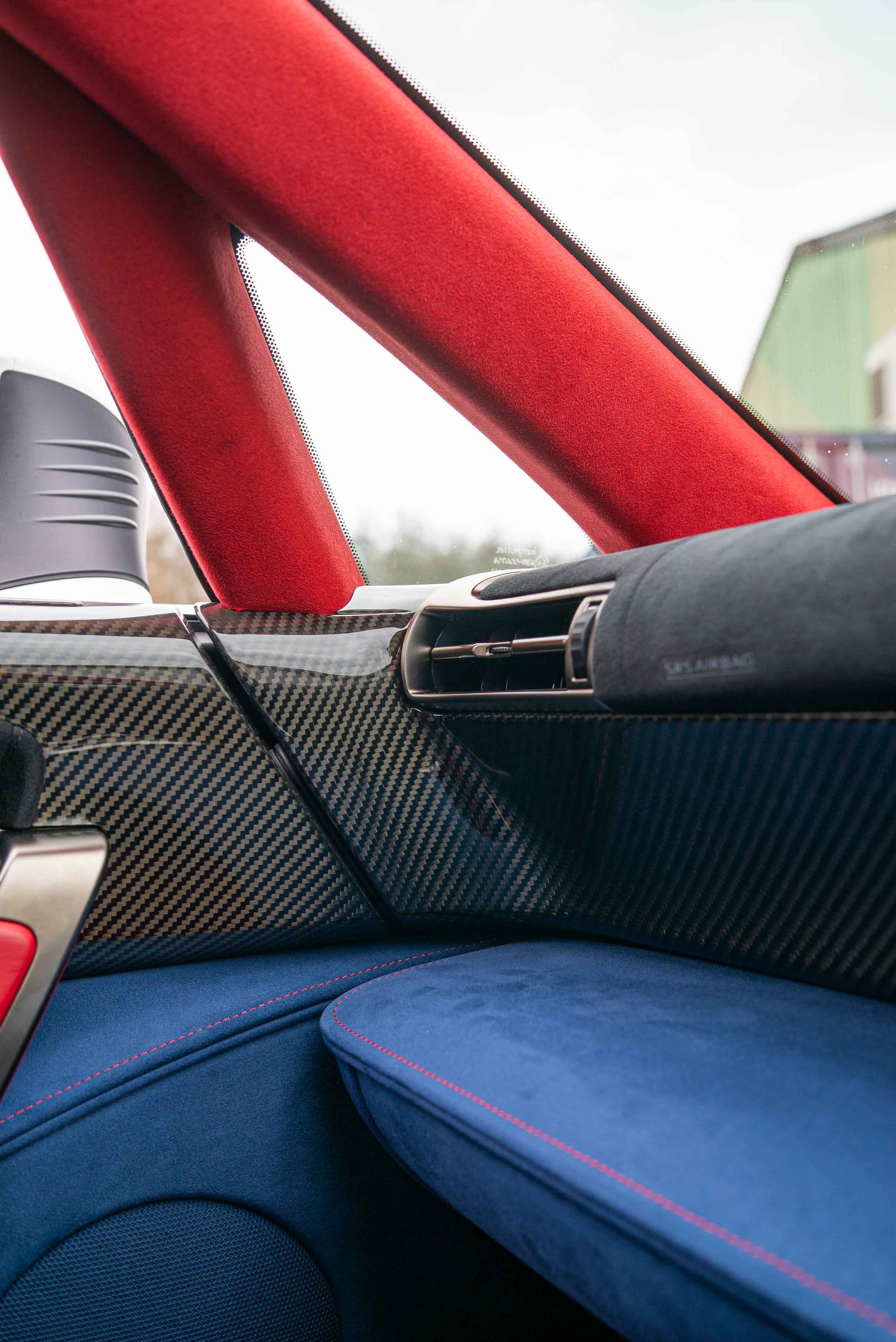 lexus LFA interior retrim d:class automotive auto OEM Alcantara original factory stitching black red blue