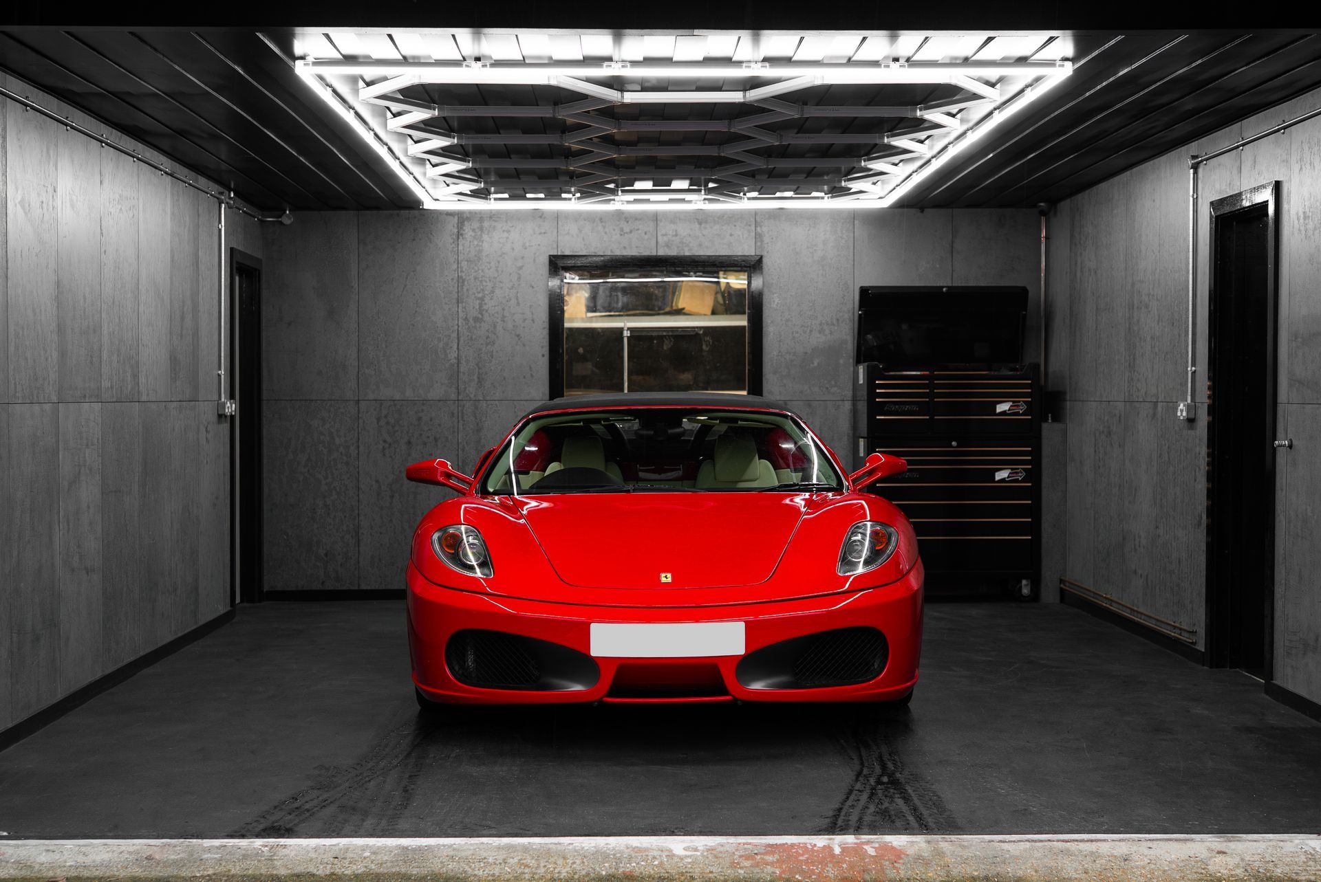 red Ferrari F430 Spider full interior retrim OEM crema leather seats dashboard door cards