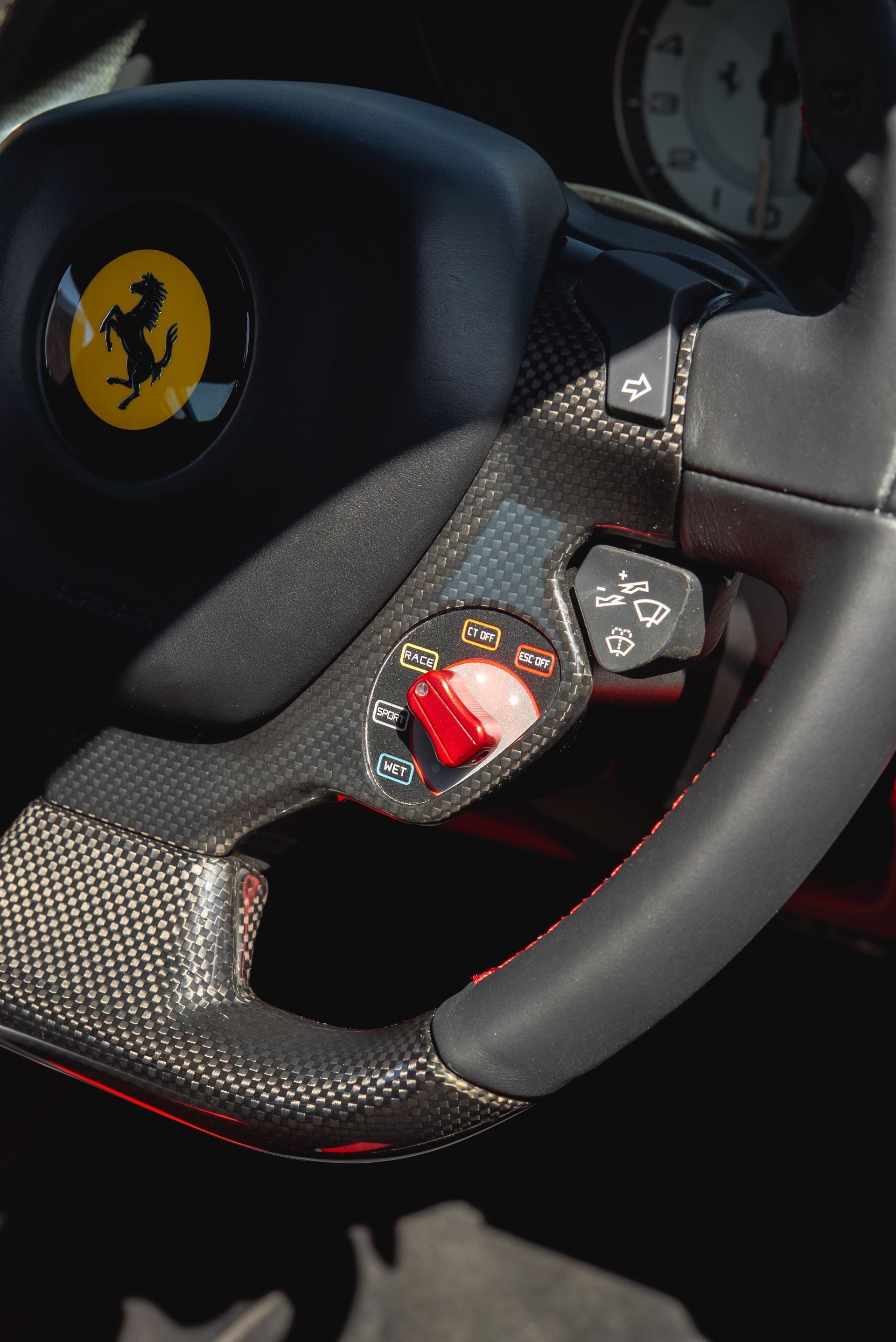 red ferrari 488 gtb seering wheel retrim black nappa leather red stitching d:class dclass oem