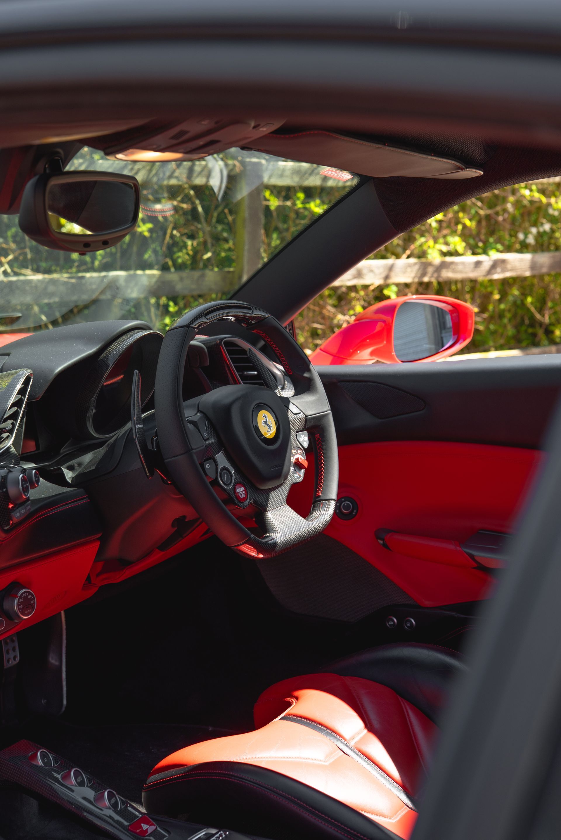 red ferrari 488 gtb seering wheel retrim black nappa leather red stitching d:class dclass oem