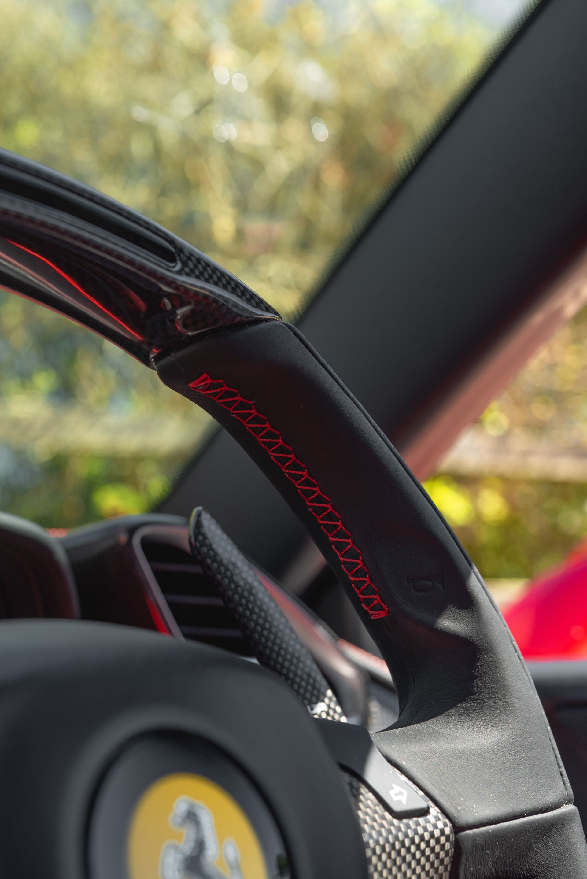 red ferrari 488 gtb seering wheel retrim black nappa leather red stitching d:class dclass oem