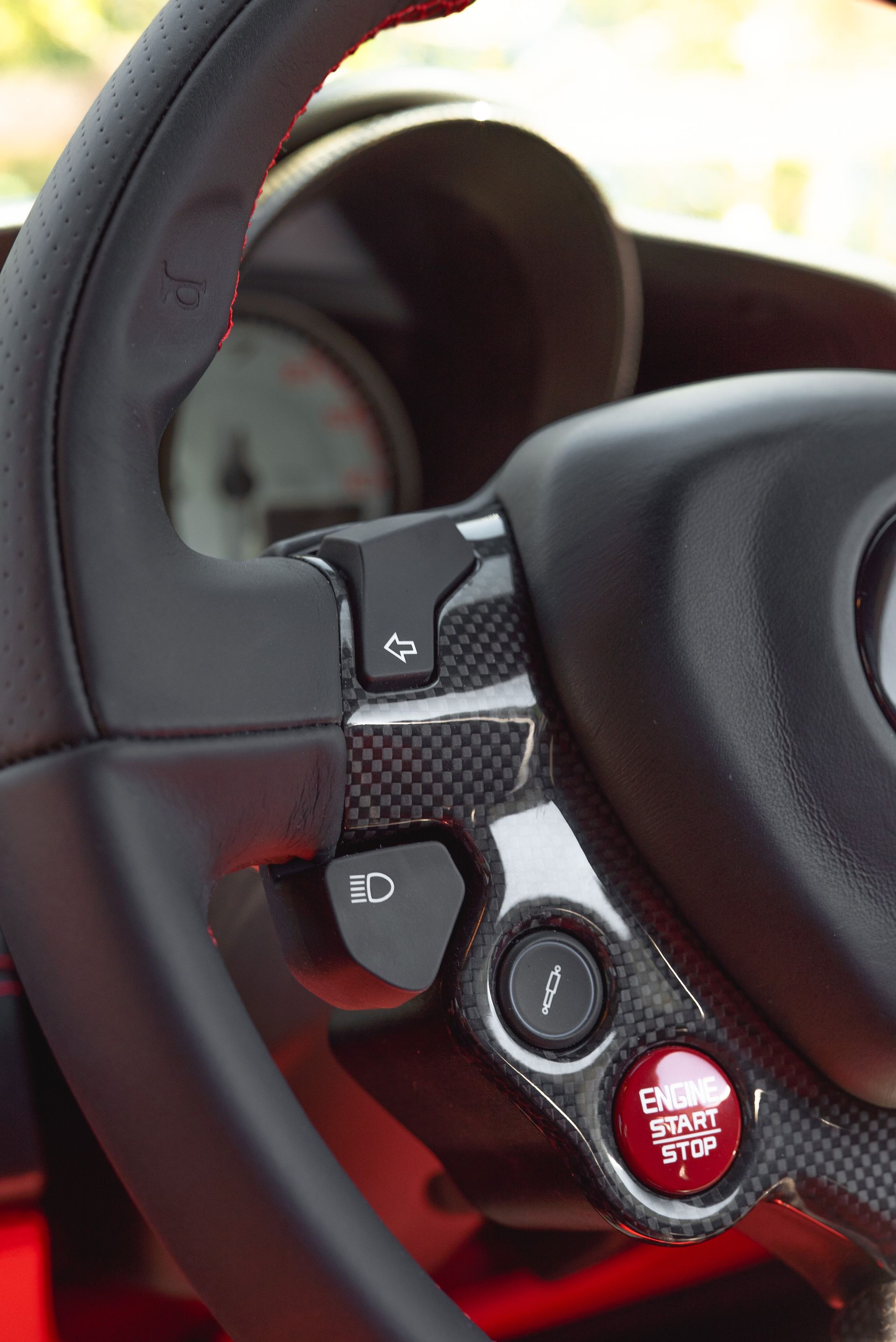 red ferrari 488 gtb seering wheel retrim black nappa leather red stitching d:class dclass oem