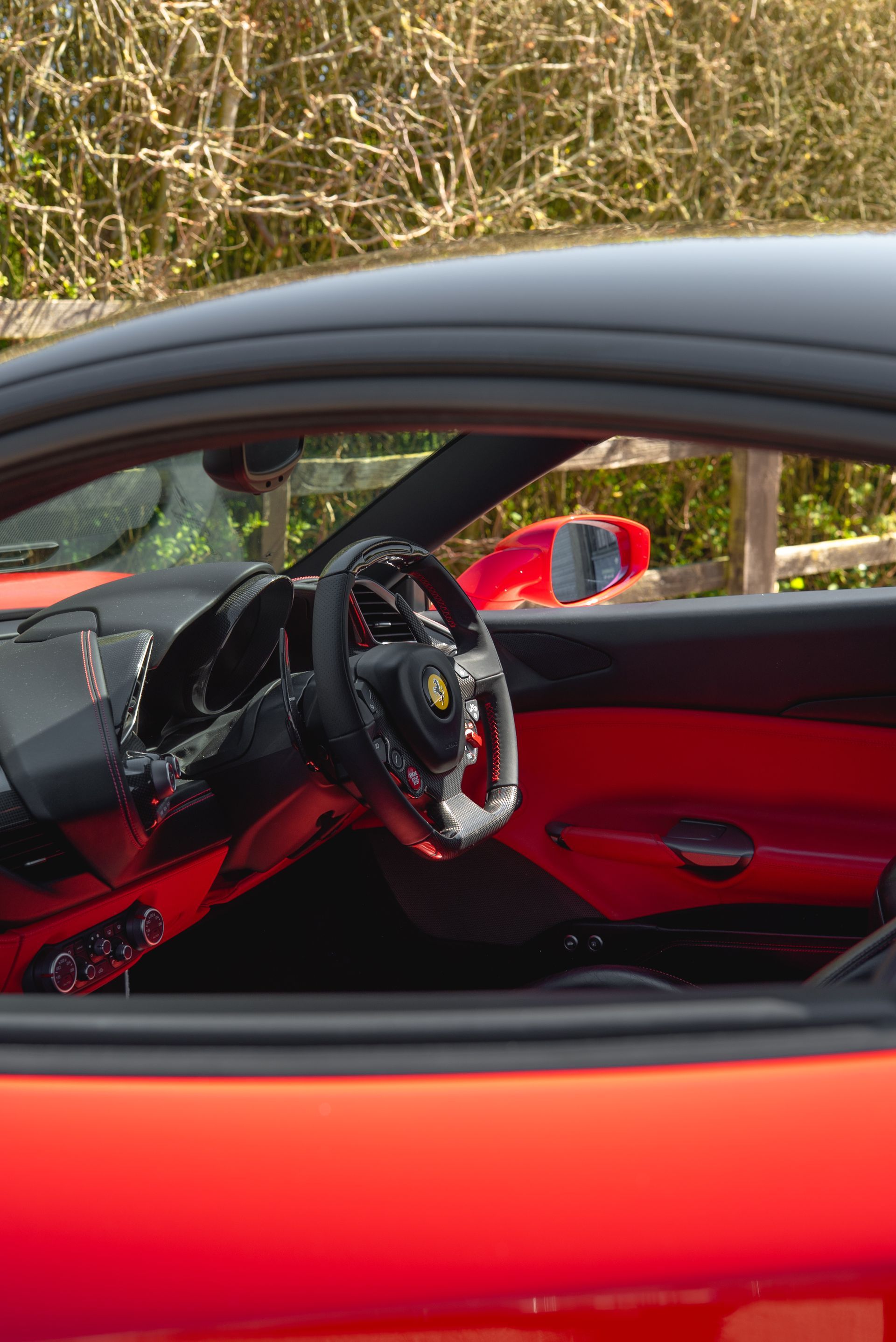 red ferrari 488 gtb seering wheel retrim black nappa leather red stitching d:class dclass oem