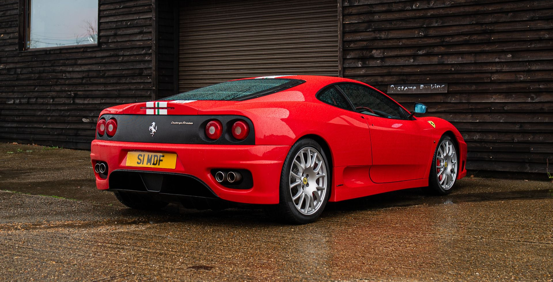 ferrari 360 Challenge Stradale red STG Sam seen through glass interior alcantara blue
