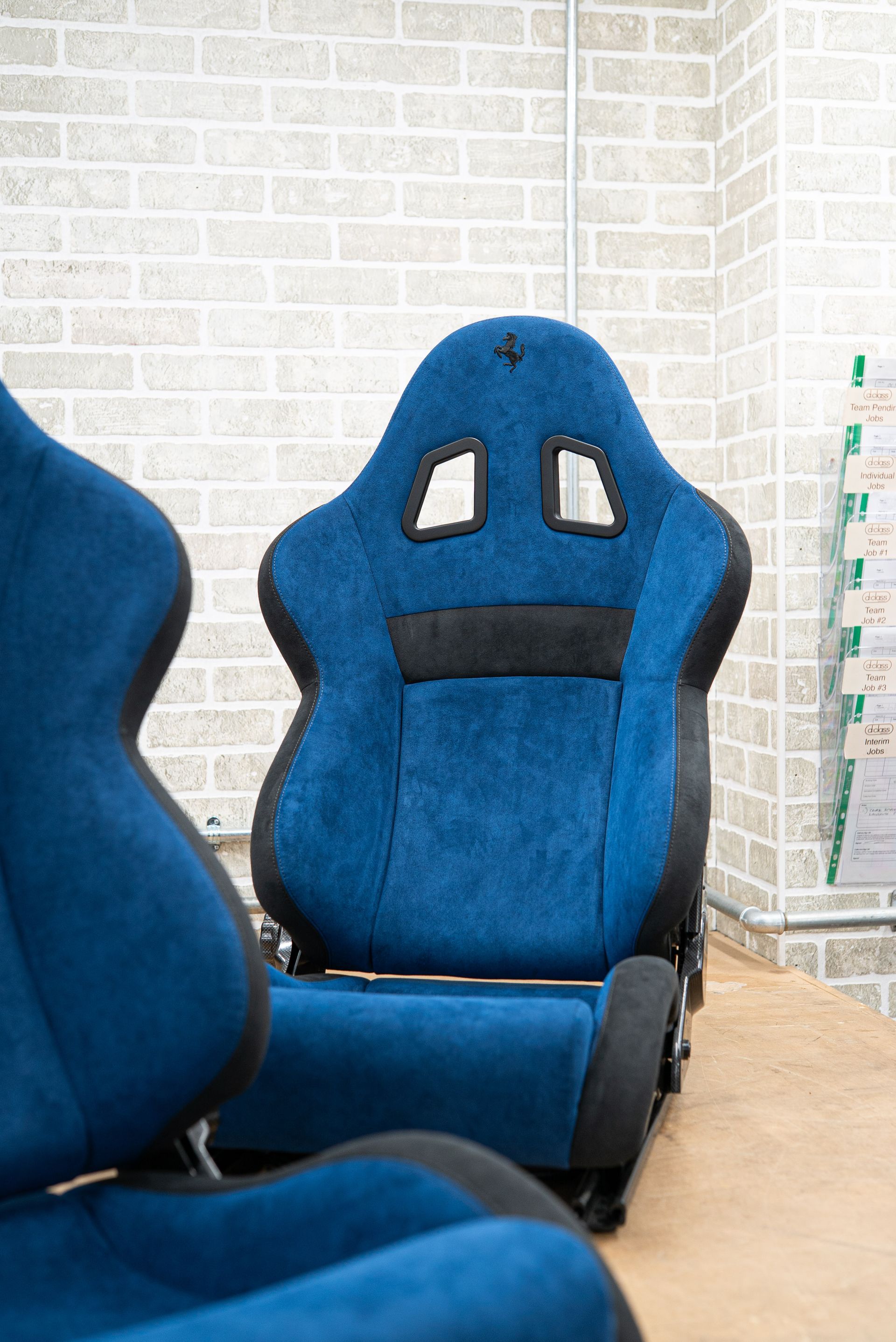 Ferrari 360 CS Challenge Stradale blue black alcantara retrim d:class dclass sam stg seen through glass stitching