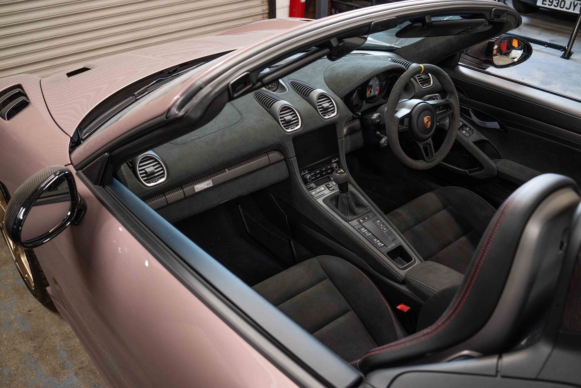 porsche spyder RS 718 interior retrim customisation custom customised pink alcantara dashboard seats