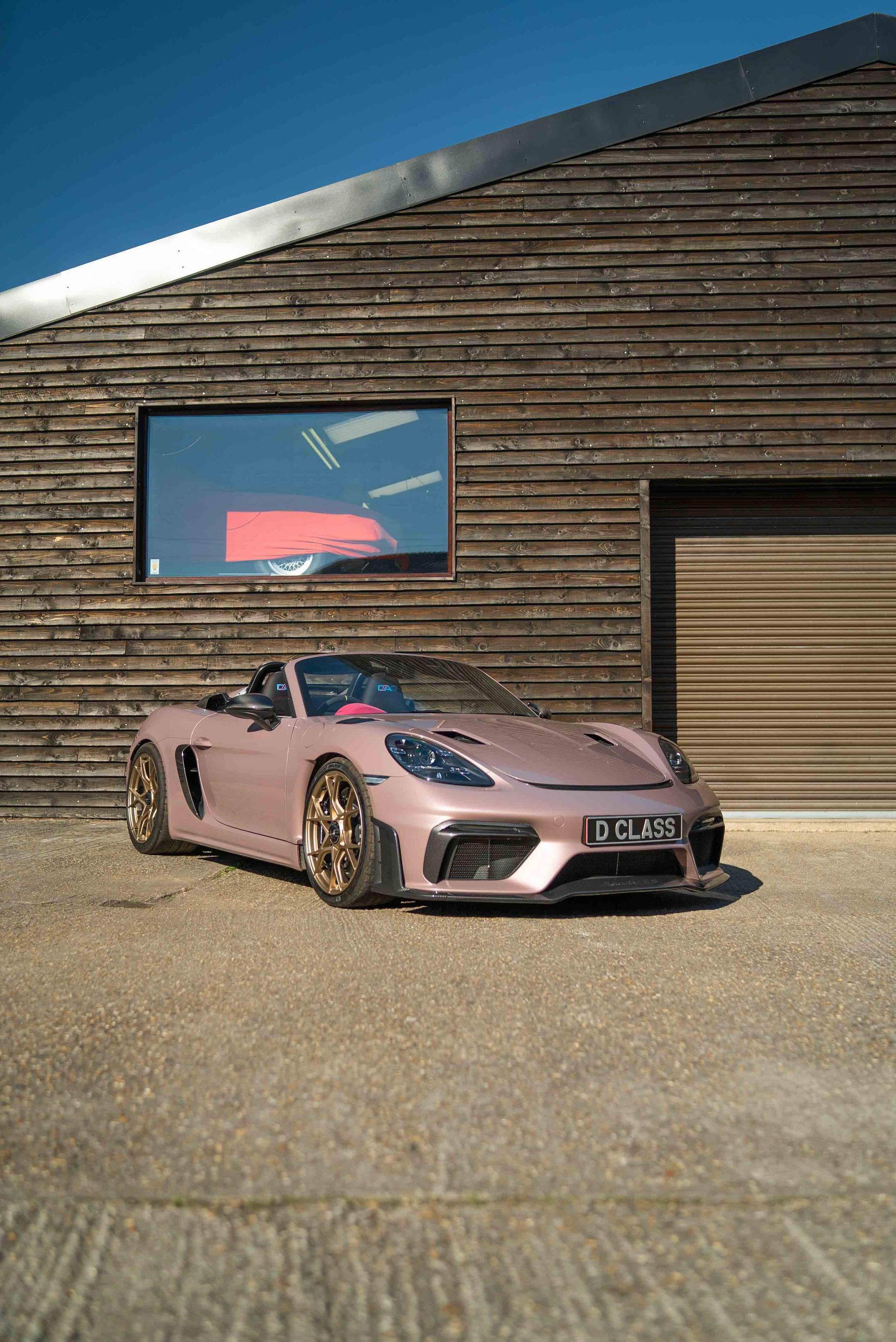 porsche spyder RS 718 interior retrim customisation custom customised pink alcantara dashboard seats frozen berry