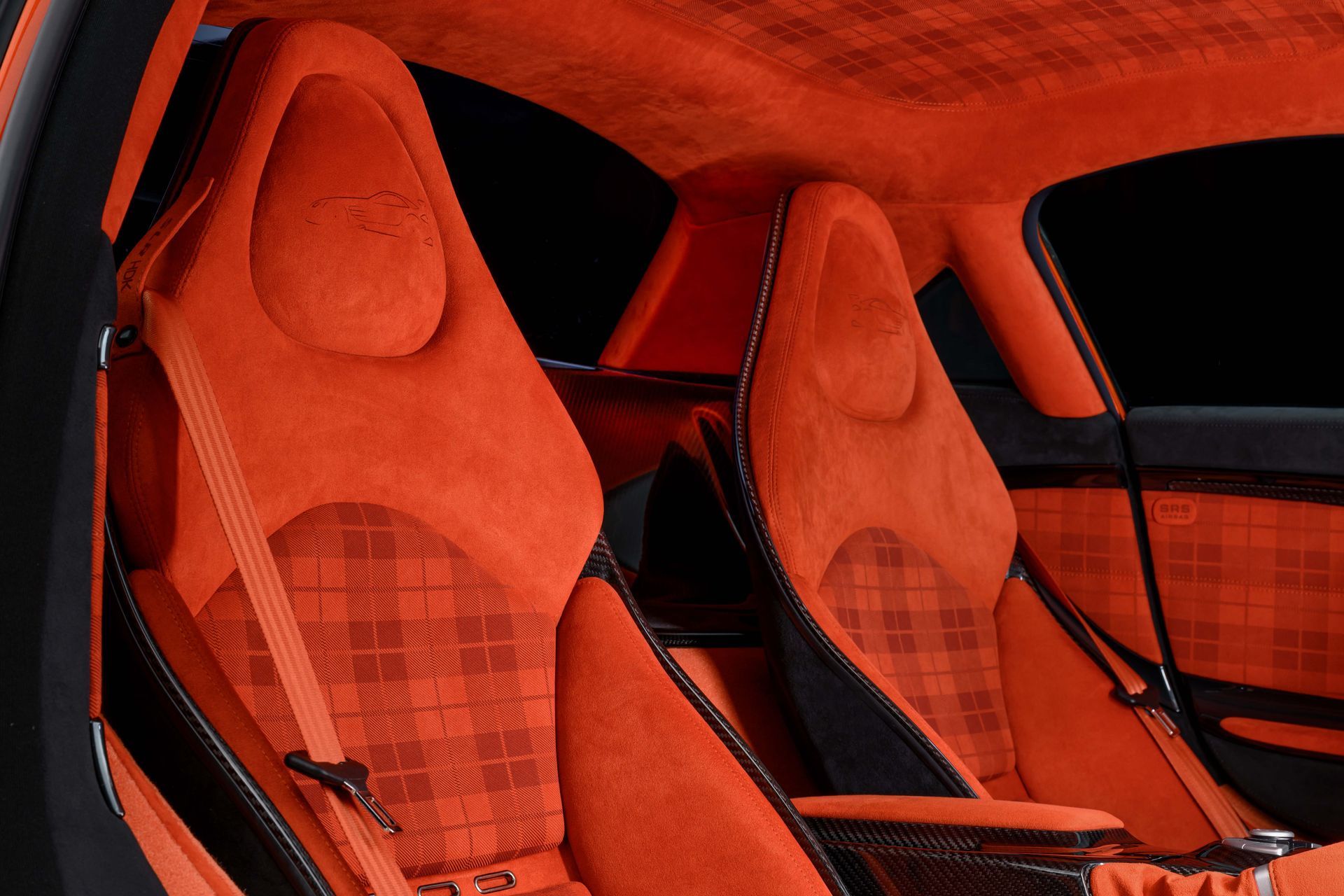 mclaren slr hdk mso volcano orange project d:class automotive retrim laser interior retrim SEMA 2024 Alcantara