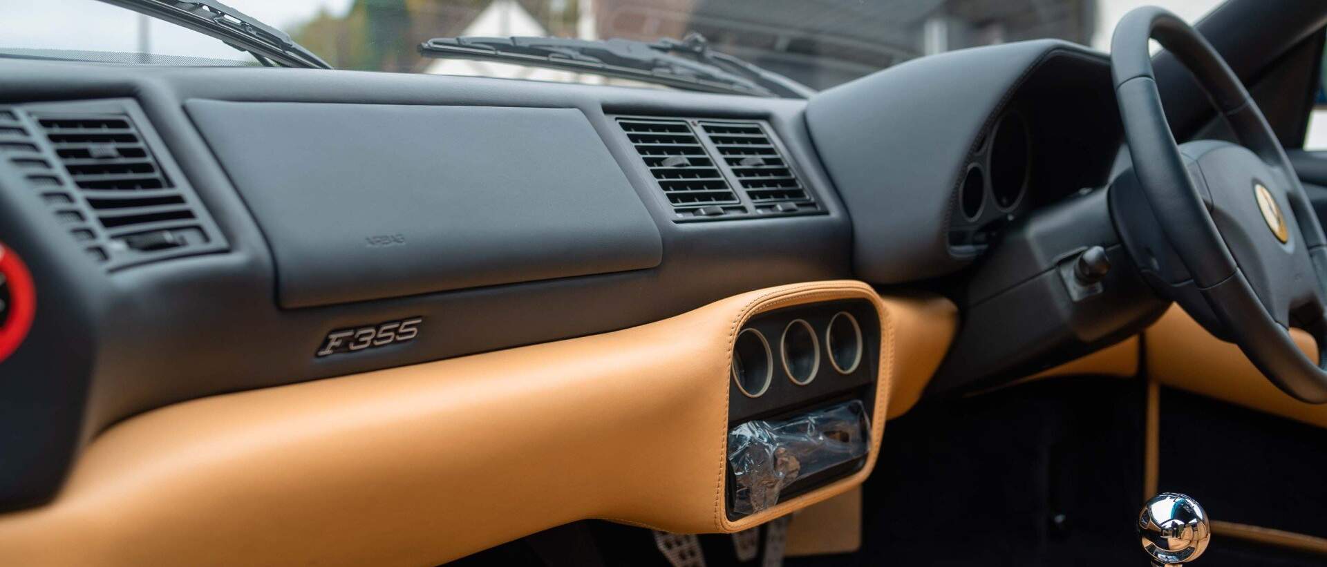 Ferrari F355 Spider Full interior retrim d:class auto tan blue nappa leather reupholstered upholstery trim restoration surrey bespoke seats hood carpet