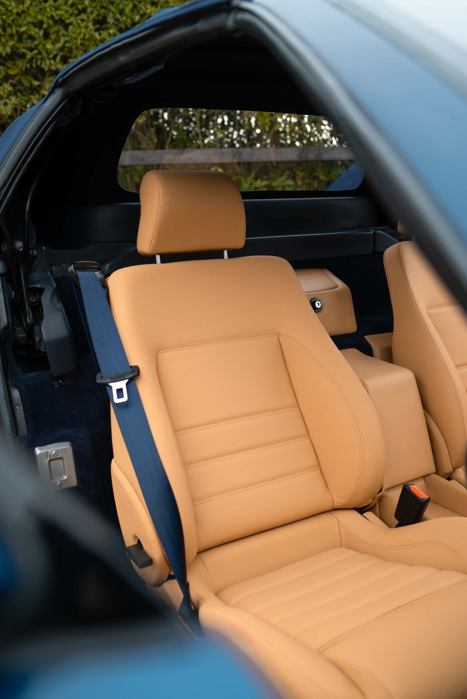 Ferrari F355 Spider Full interior retrim d:class auto tan blue nappa leather reupholstered upholstery trim restoration surrey bespoke seats hood carpet