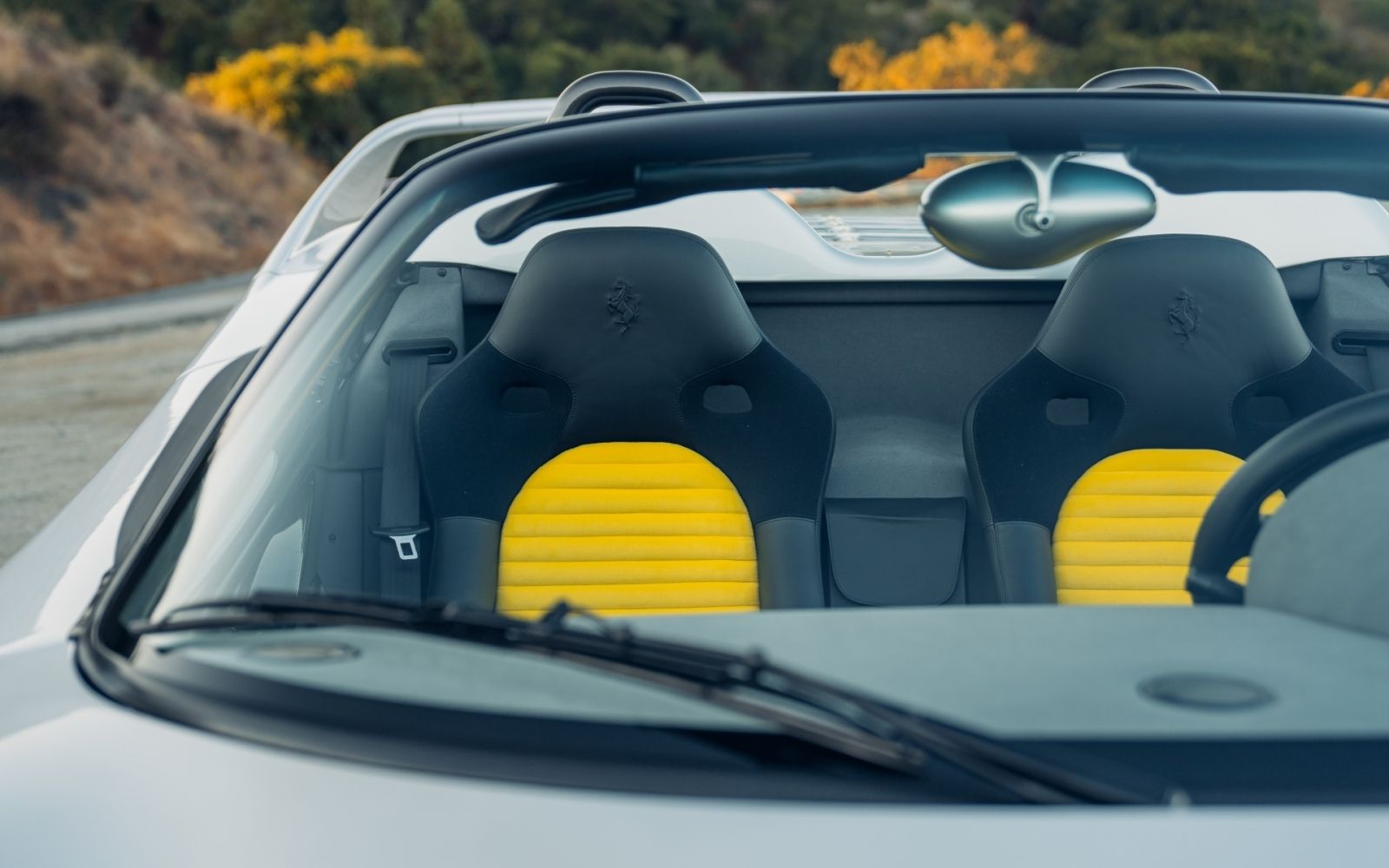 Silver Ferrari F50 DK Engineering convertible spyder monterey car week pebble beach for sale sold restoration