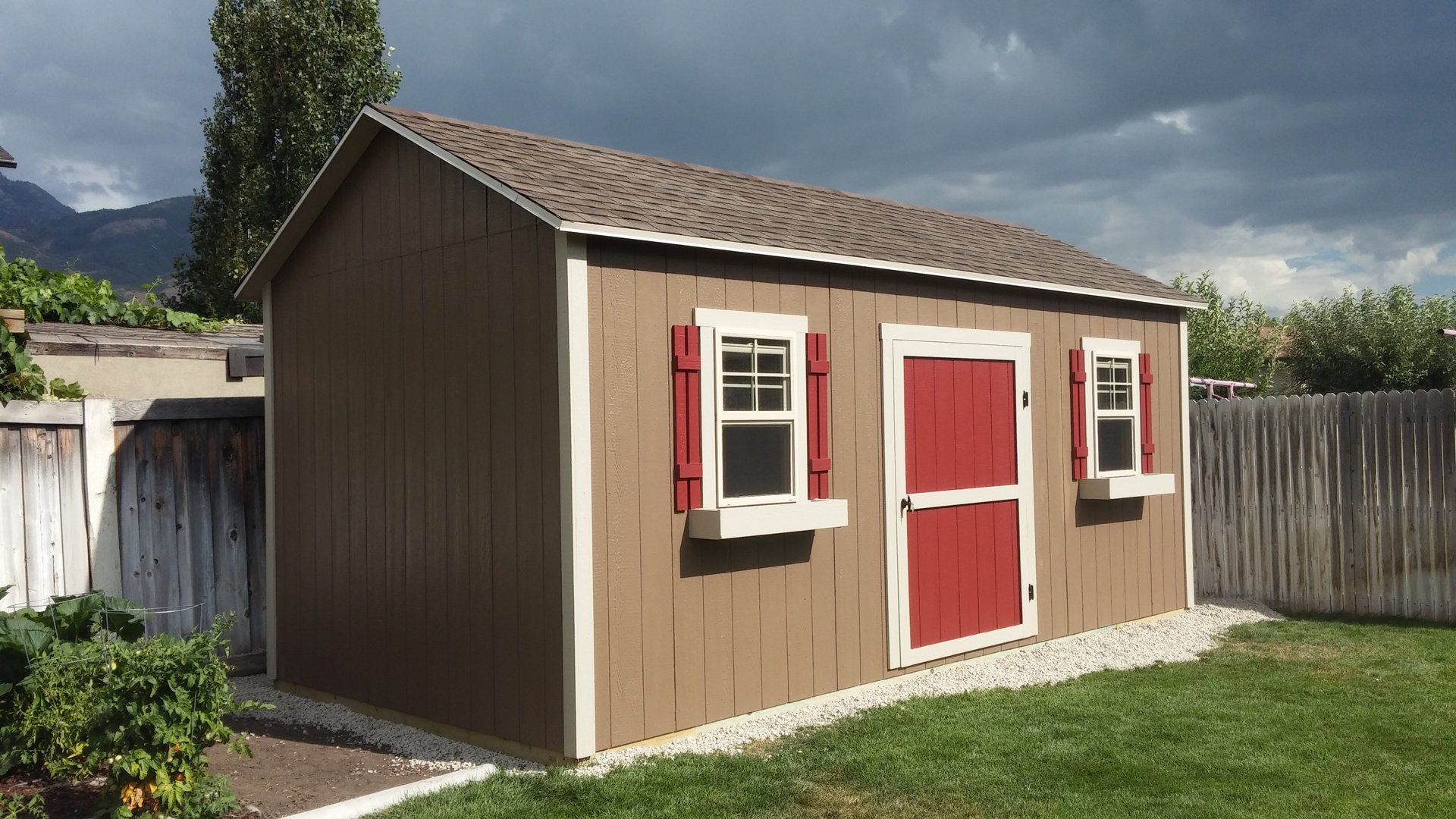 Brown with Red Door and Window Garage — Salt Lake City, UT — Kong Sheds