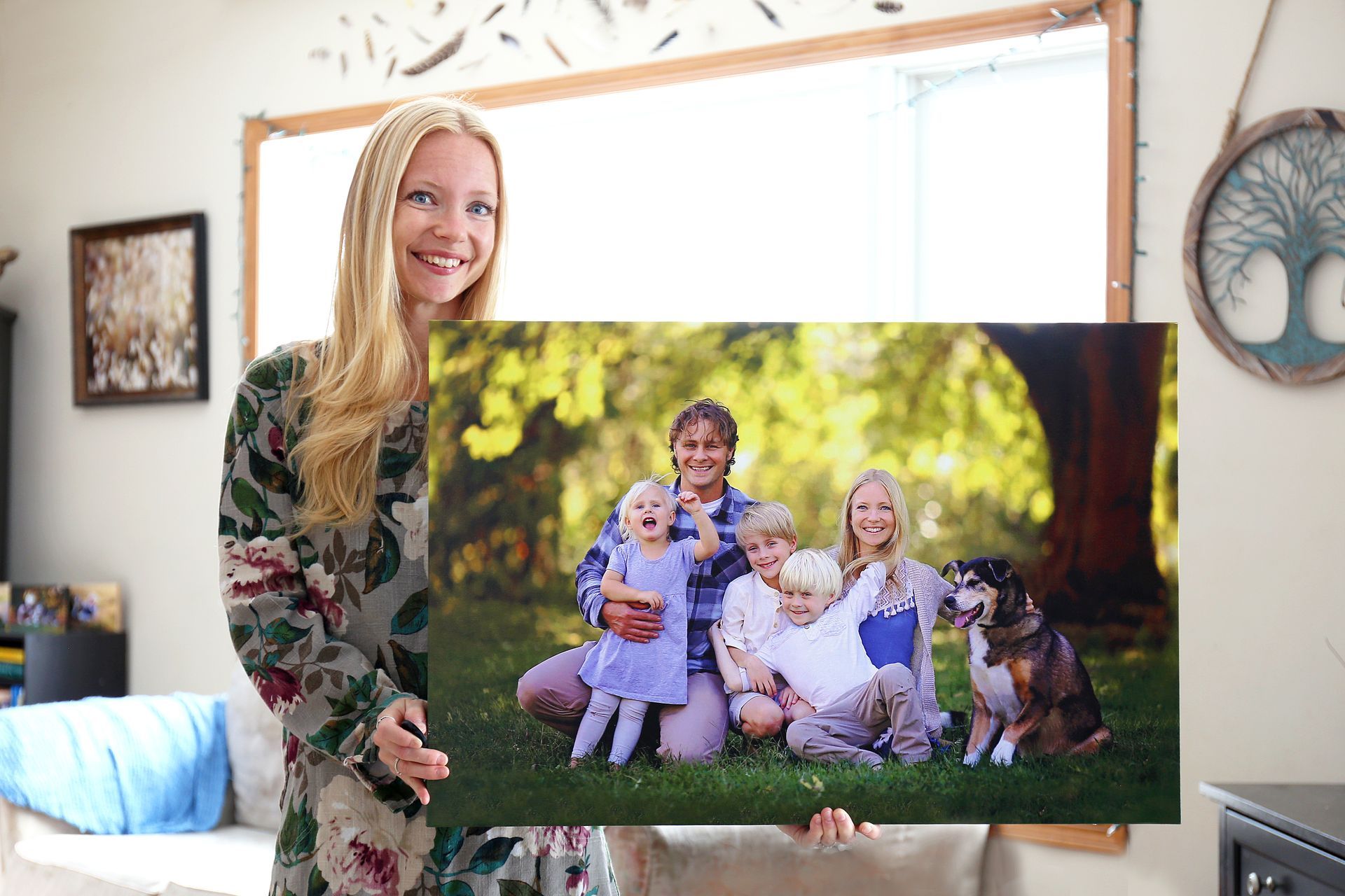 Happy Woman Holding Her Family Photo Canvas — Portsmouth, NH — Image Arts, Etc.