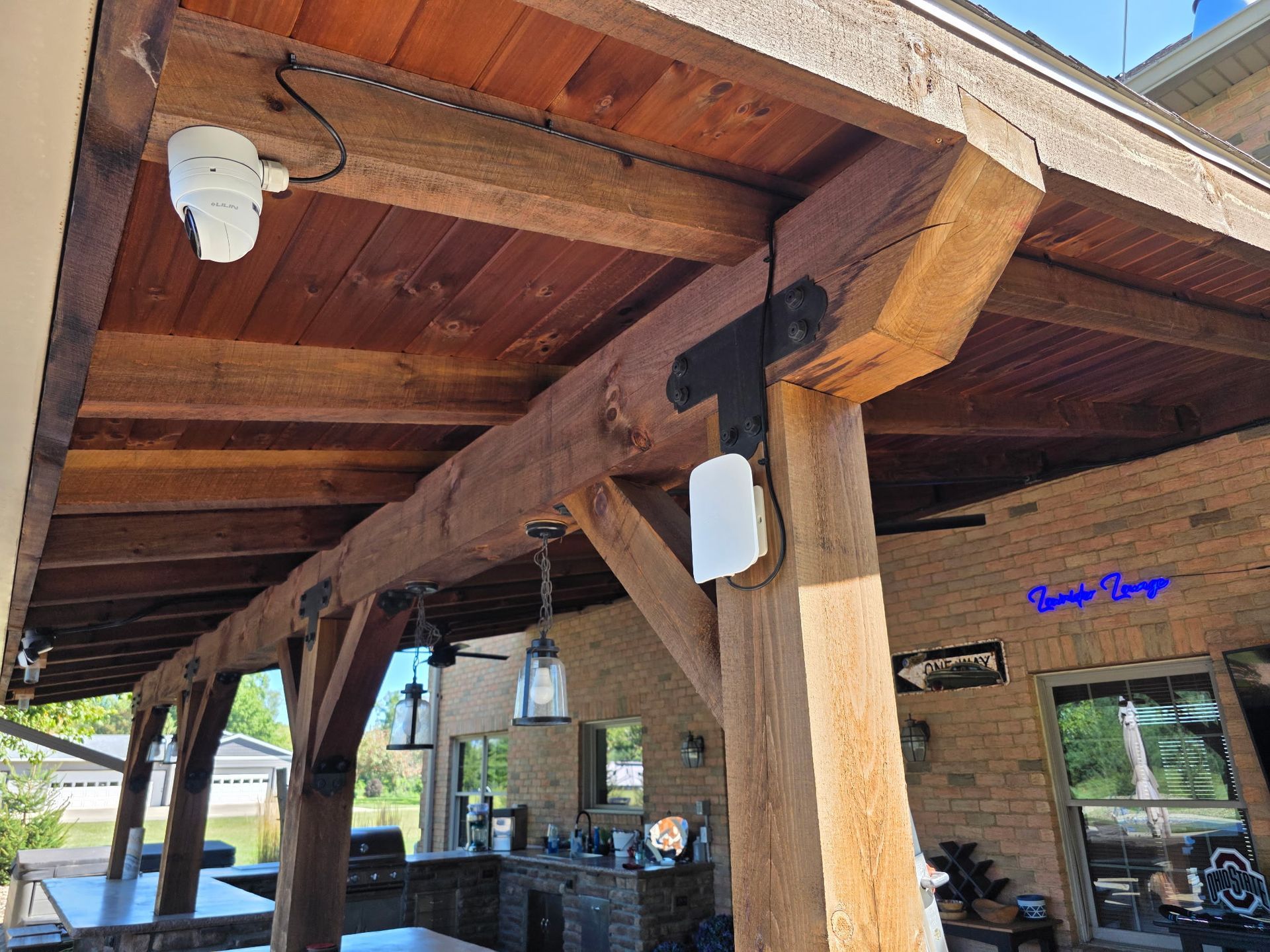 Outdoor security camera and wifi access point installed by fisher custom av galion ohio
