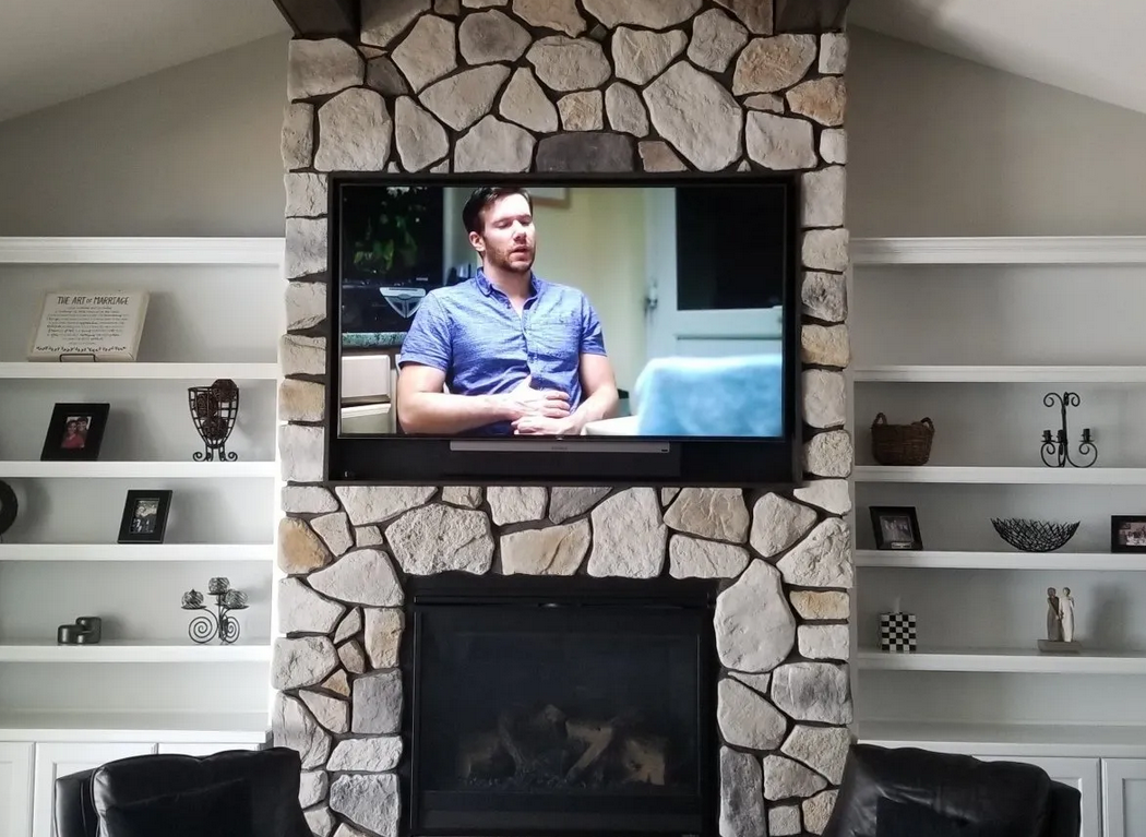 TV and soundbar theater installation by fisher custom av in norwalk ohio