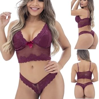 lingerie conjunto renda tanga fio dental sutiã bojo sex shop exotic house em fortaleza