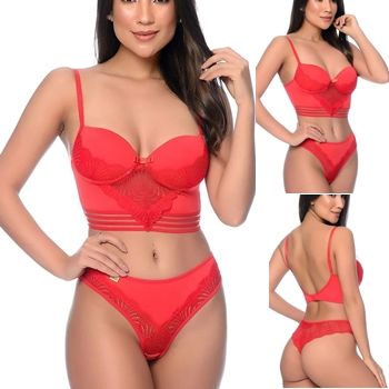 lingerie conjunto renda tanga fio dental sutiã bojo sex shop exotic house em fortaleza