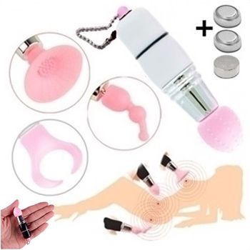 micro varinha magica massageador vibrating lipstick estimulador com acessórios sex shop exotic house em fortaleza