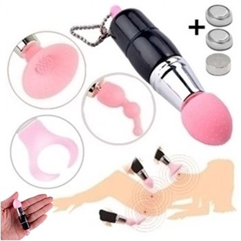 micro varinha magica massageador vibrating lipstick estimulador com acessórios sex shop exotic house em fortaleza